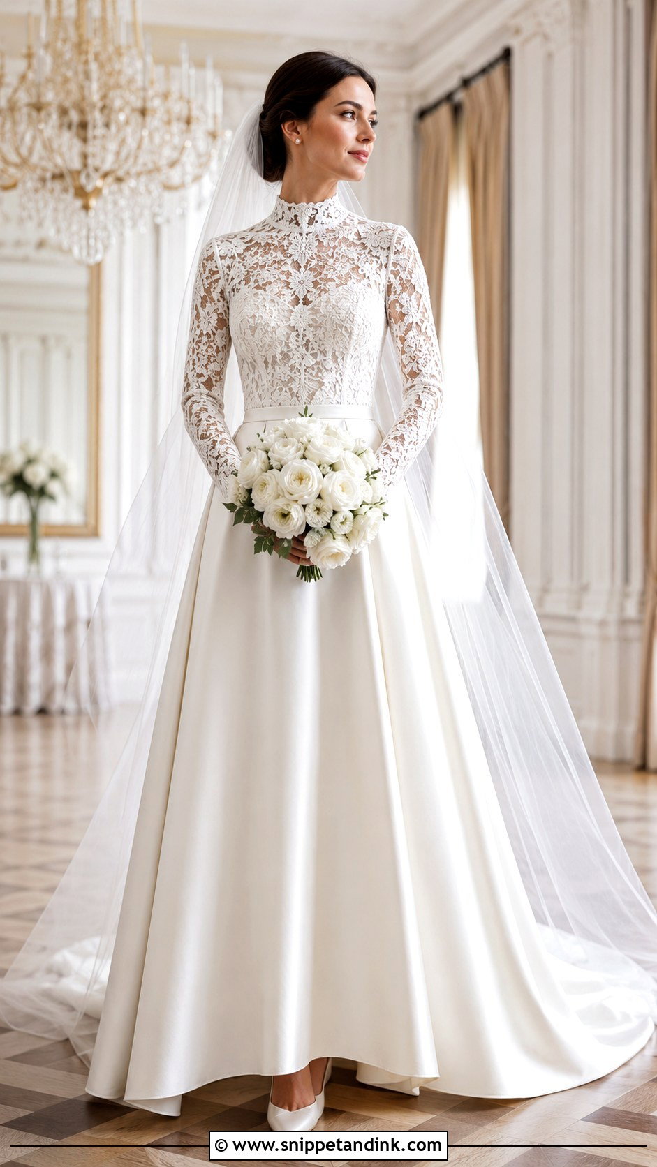 Satin Skirt Lace Bodice Wedding Dress - Snippet and Ink - 20 Grace Kelly Inspired Wedding Dress Ideas