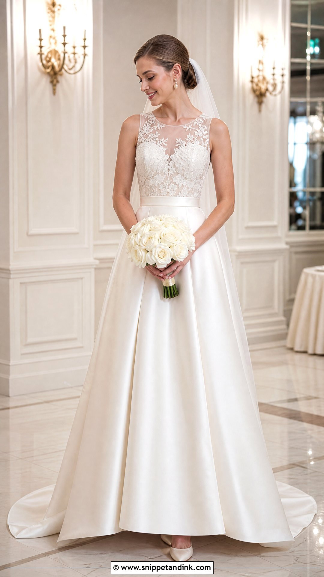 Satin Skirt Lace Top Wedding Dress - Snippet and Ink - 25 Lace Top Wedding Dress Ideas