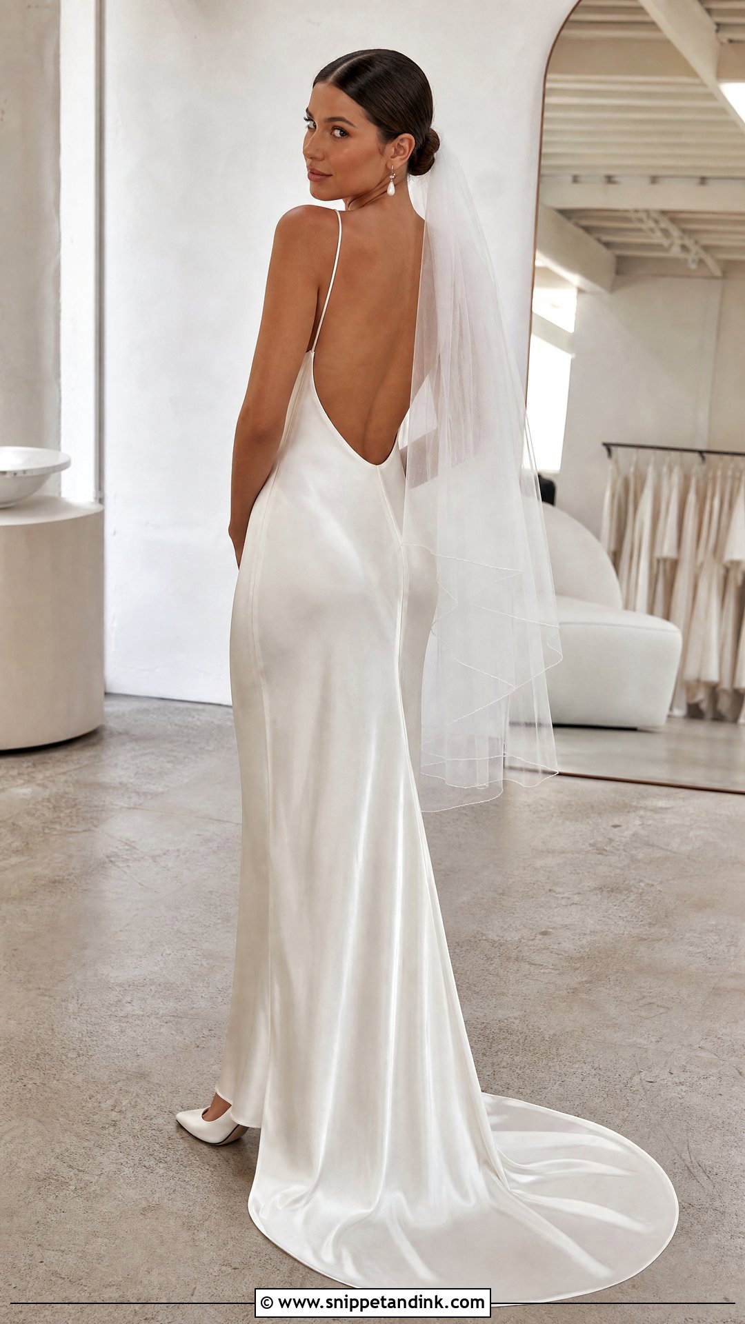 Satin Slip Backless Wedding Dress - Snippet and Ink - 20 Simple Backless Wedding Dress Ideas