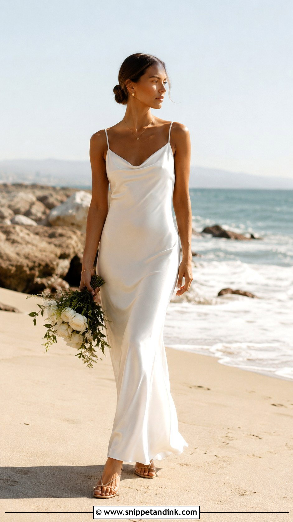 Satin Slip Beach Elopement Dress - Snippet and Ink - 25 Beach Elopement Dress Ideas