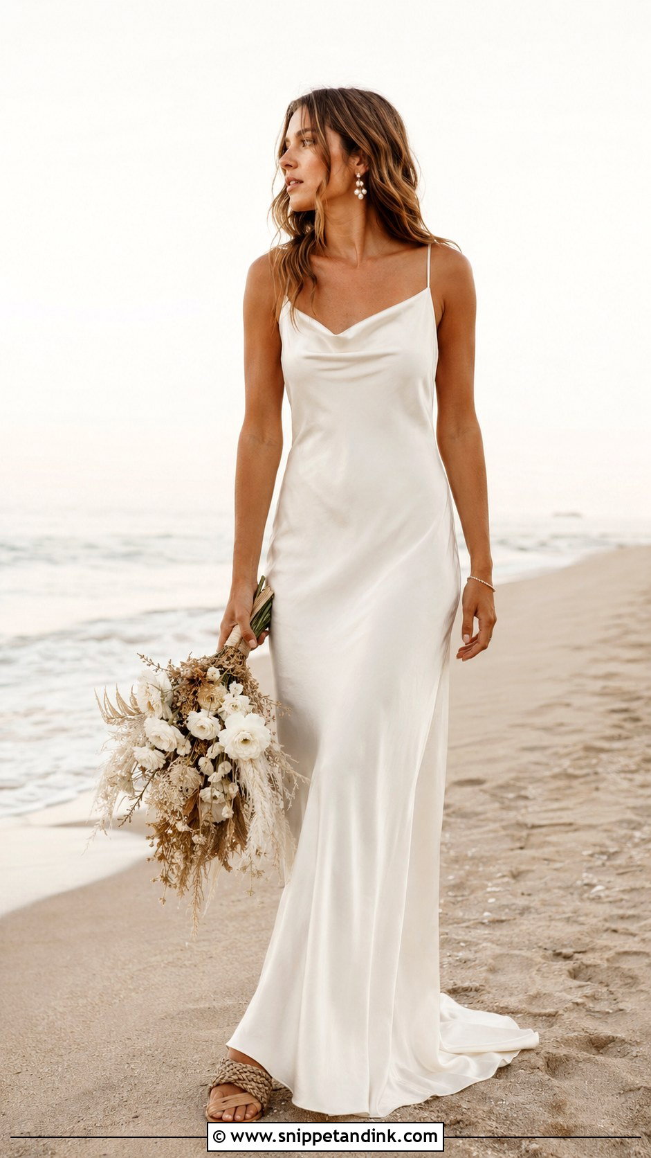 Satin Slip Bohemian Beach Wedding Dress - Snippet and Ink - 20 Bohemian Beach Wedding Dress Ideas