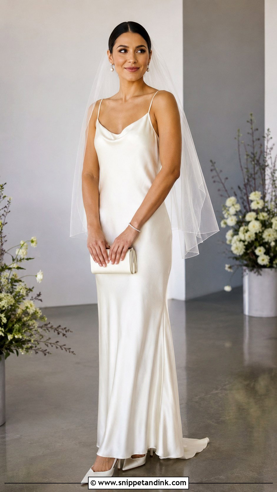 Satin Slip Dress Bridal Outfit - Snippet and Ink - 20 Bride Wear Ideas