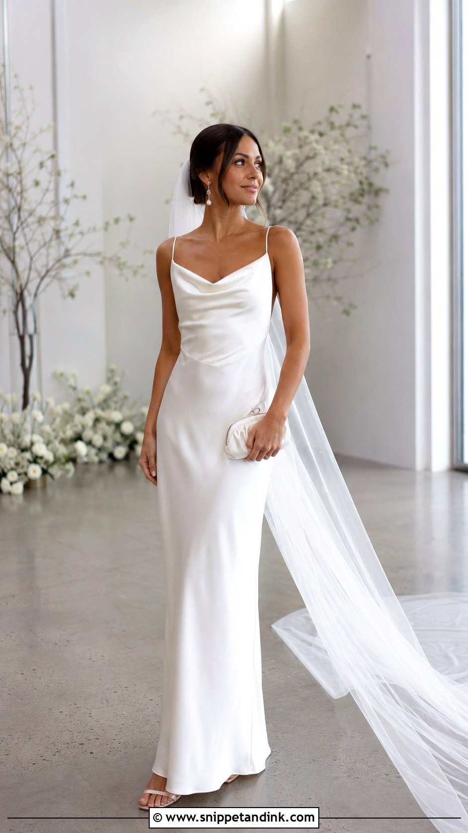 Satin Slip Dress Bridal Wedding Outfit - Snippet and Ink - 20 Brides Wedding Outfits