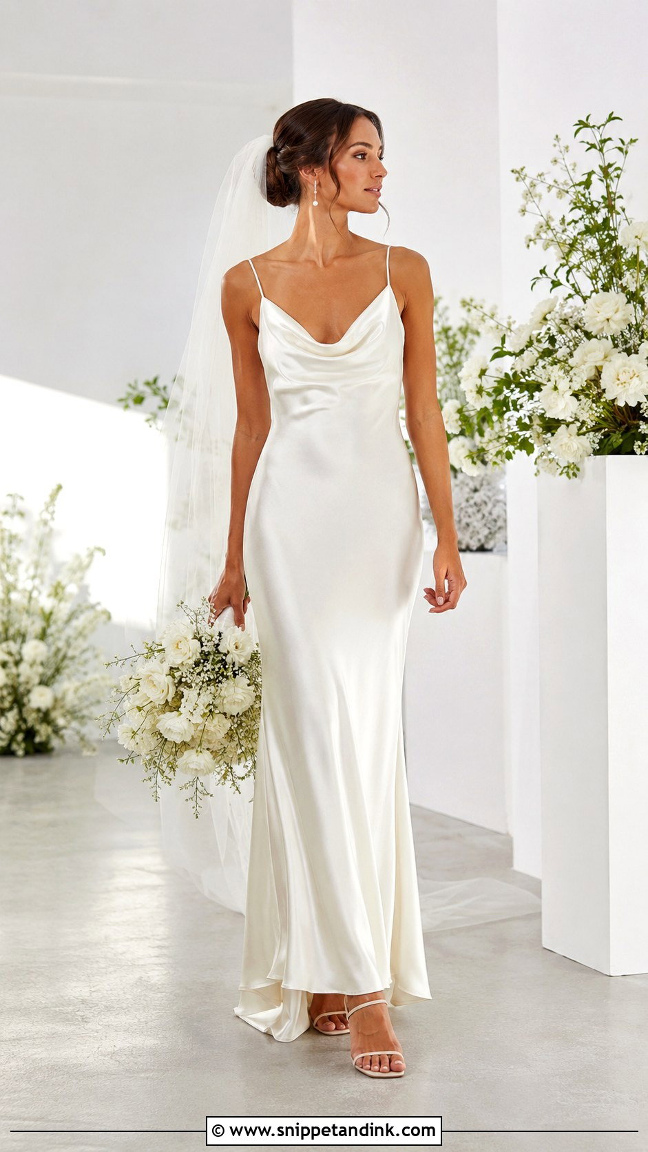 Satin Slip Dress Bride Outfit - Snippet and Ink - 25 Classy Bride Ideas
