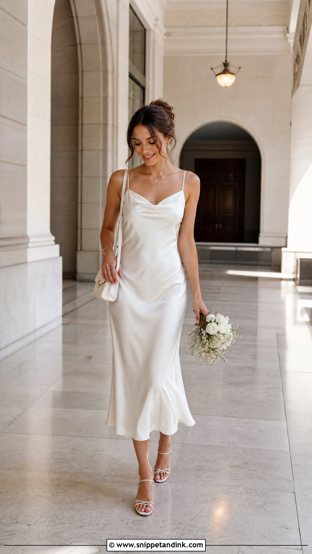 Satin Slip Dress Courthouse Wedding Outfit - Snippet and Ink - 25 Simple Civil Wedding Dress Courts Ideas