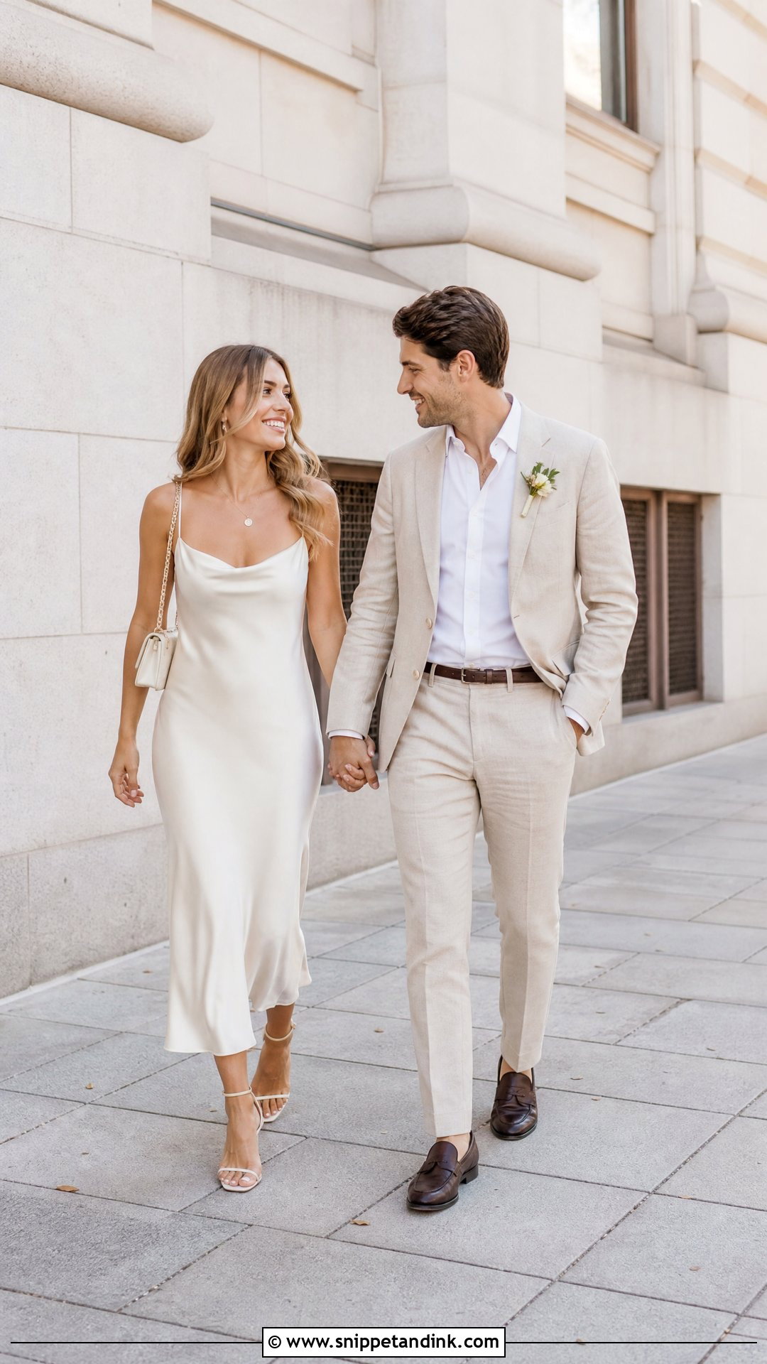 Satin Slip Dress Courthouse Wedding Outfit - Snippet and Ink - 25 Casual Courthouse Wedding Outfit Ideas