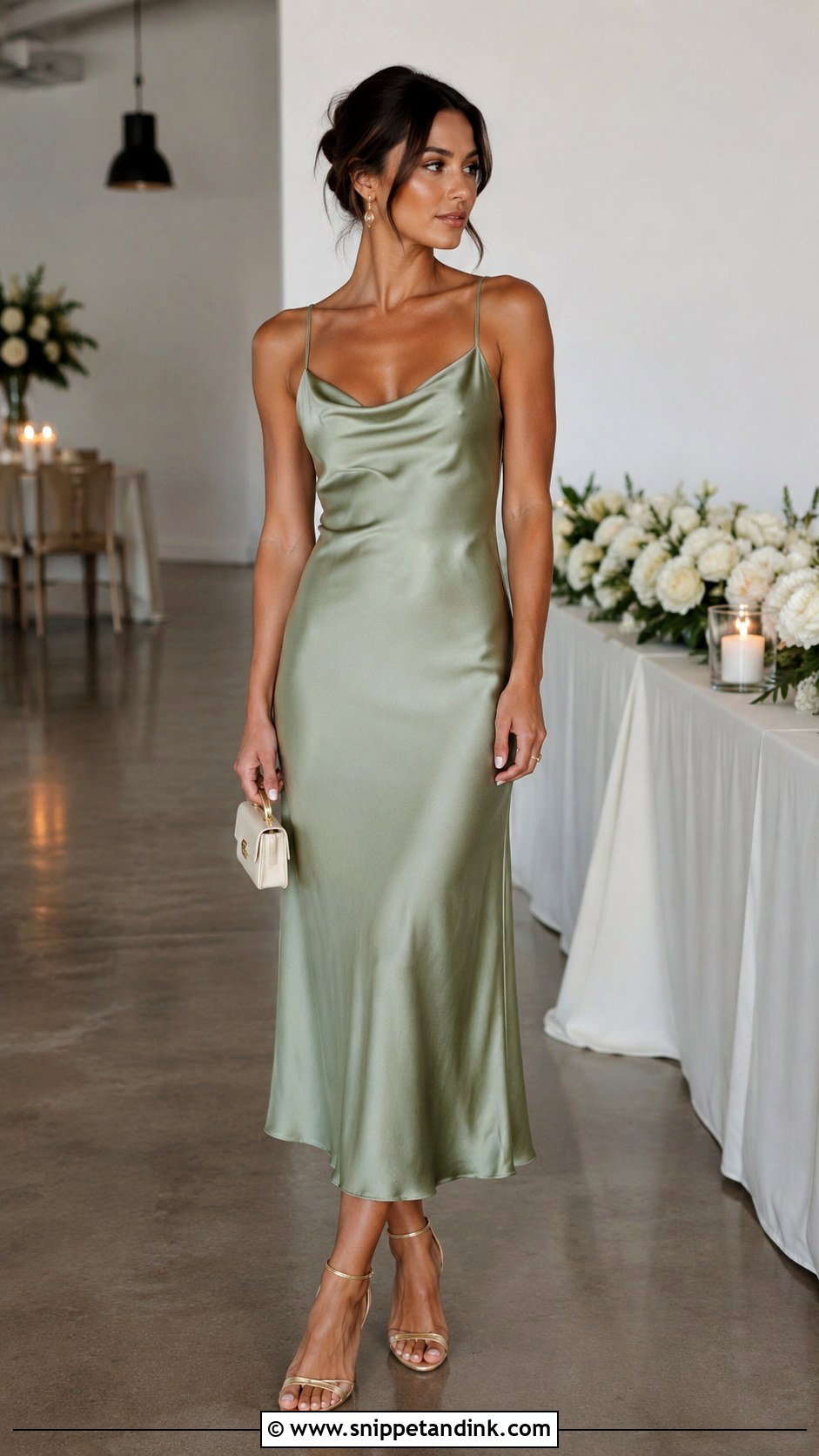 Satin Slip Dress Wedding Outfit - Snippet and Ink - 25 Trending Wedding Outfits