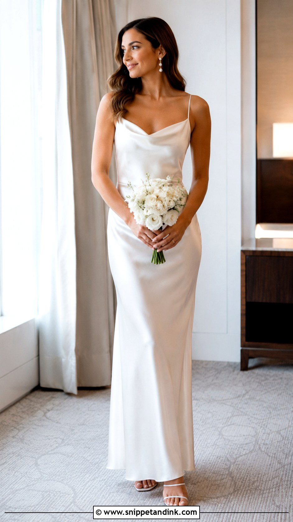 Satin Slip Dress Wedding Outfit - Snippet and Ink - 30 Lesbian Wedding Outfits
