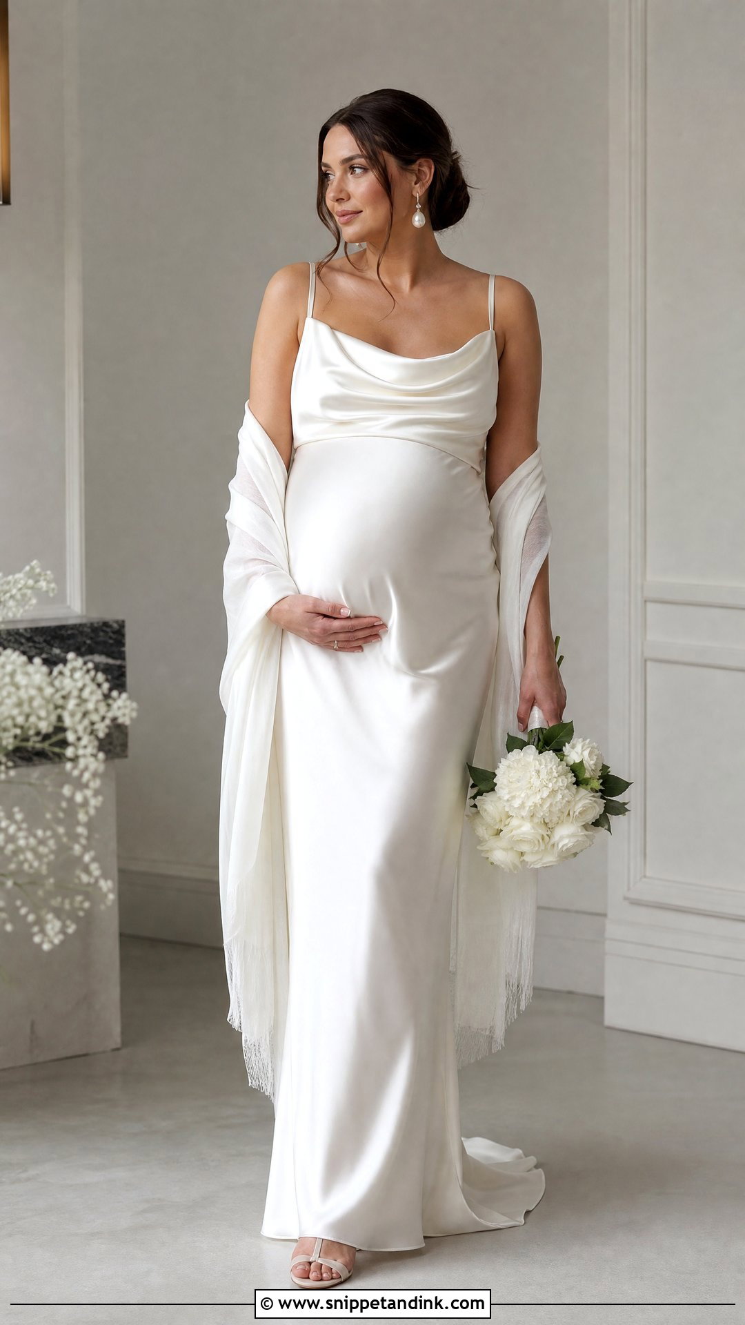 Satin Slip Maternity Wedding Gown - Snippet and Ink - 25 Maternity Wedding Gown Ideas