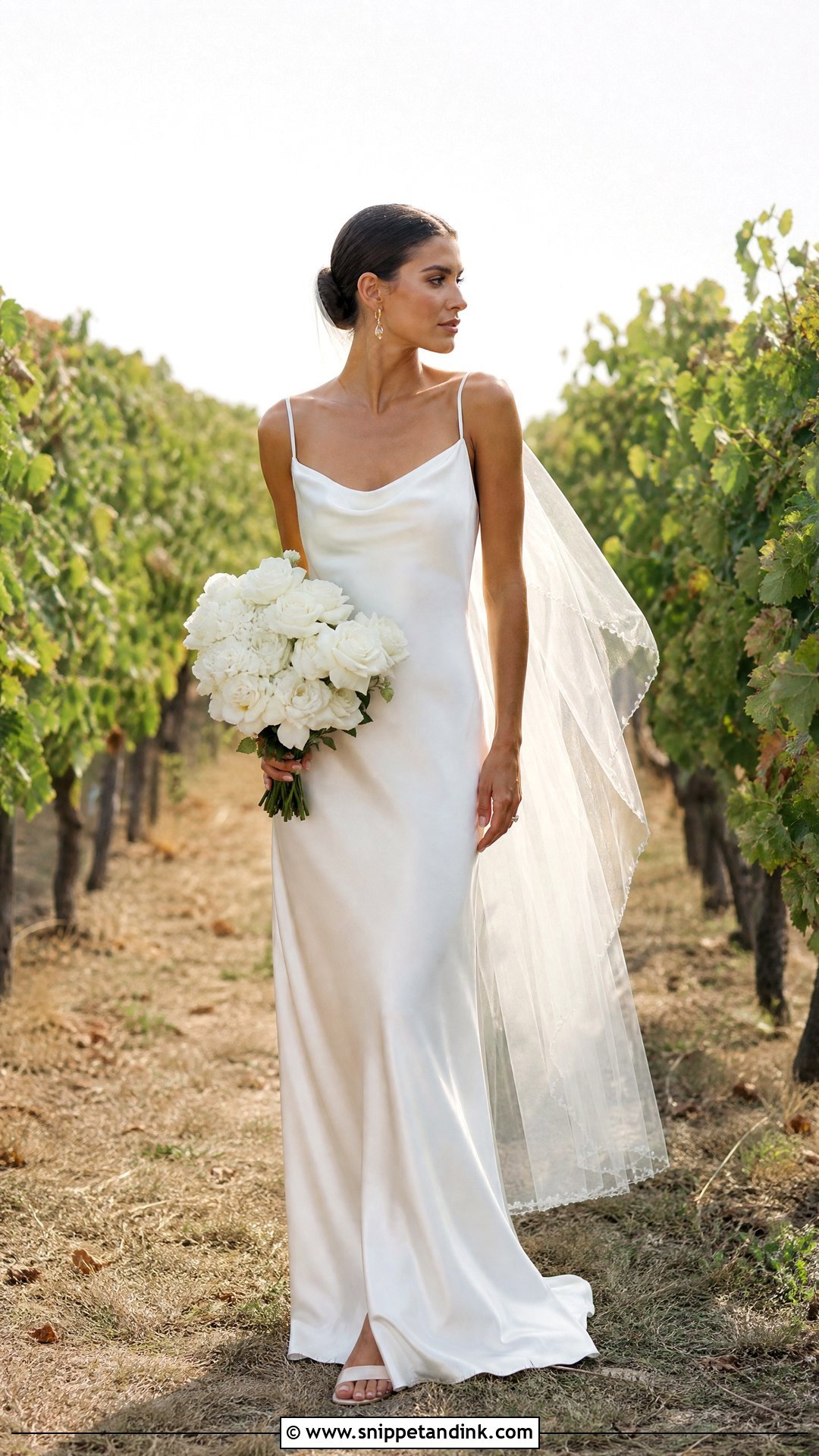 Satin Slip Vineyard Wedding Dress - Snippet and Ink - 20 Outdoorsy Wedding Dress Ideas