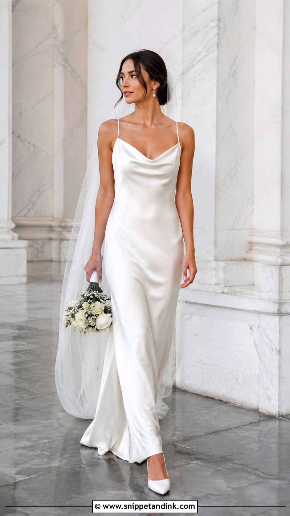 Satin Slip Wedding Dress Outfit - Snippet and Ink - 25 Wedding Outfit for Bride Ideas