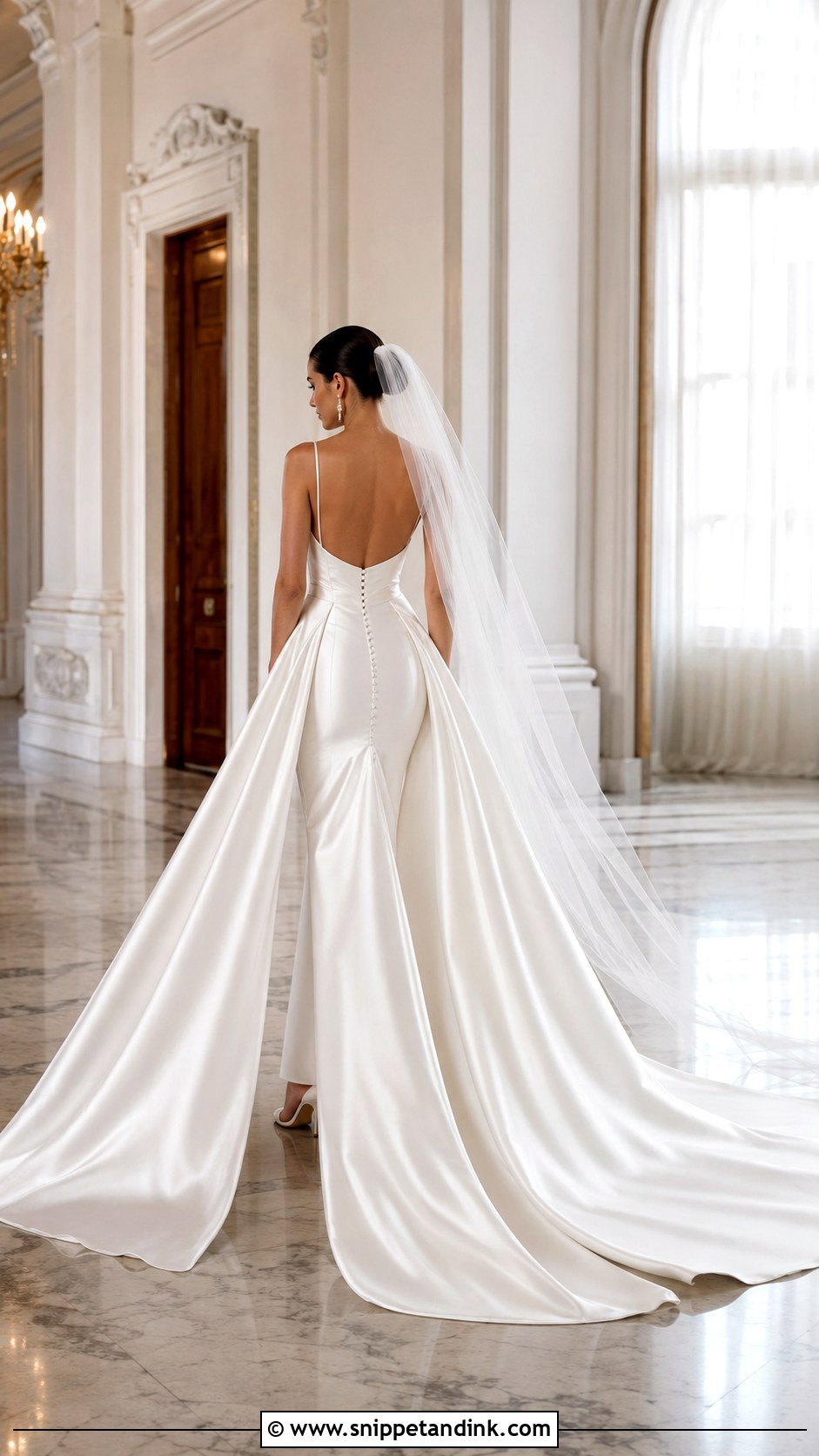 Satin Slip Wedding Dress With Detachable Train - Snippet and Ink - 20 Satin Slip Wedding Dress Ideas