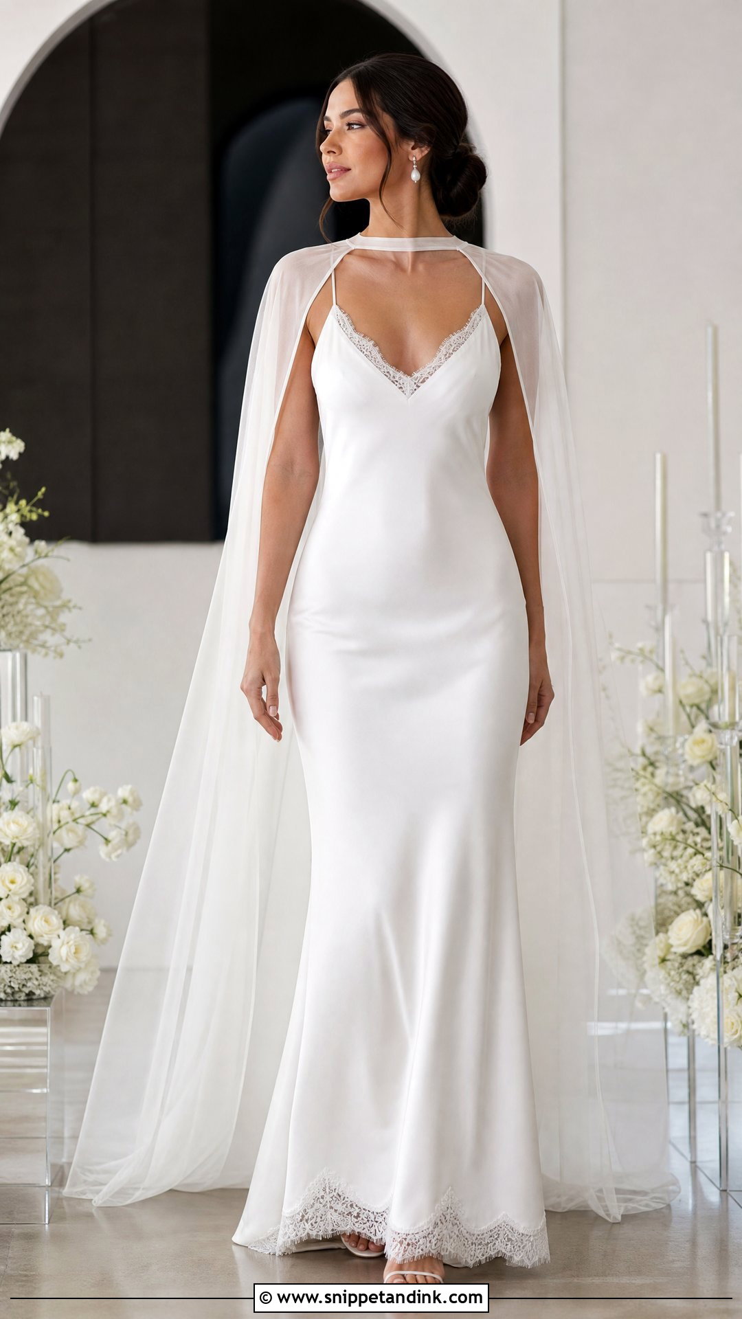 Satin Slip Wedding Dress With Lace Trim - Snippet and Ink - 20 Satin and Lace Wedding Dresses