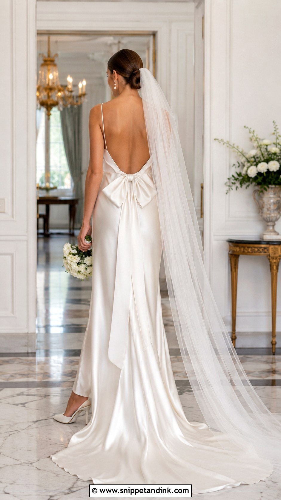 Satin Slip Wedding Dress With Low Back Bow - Snippet and Ink - 20 Satin Slip Wedding Dress Ideas