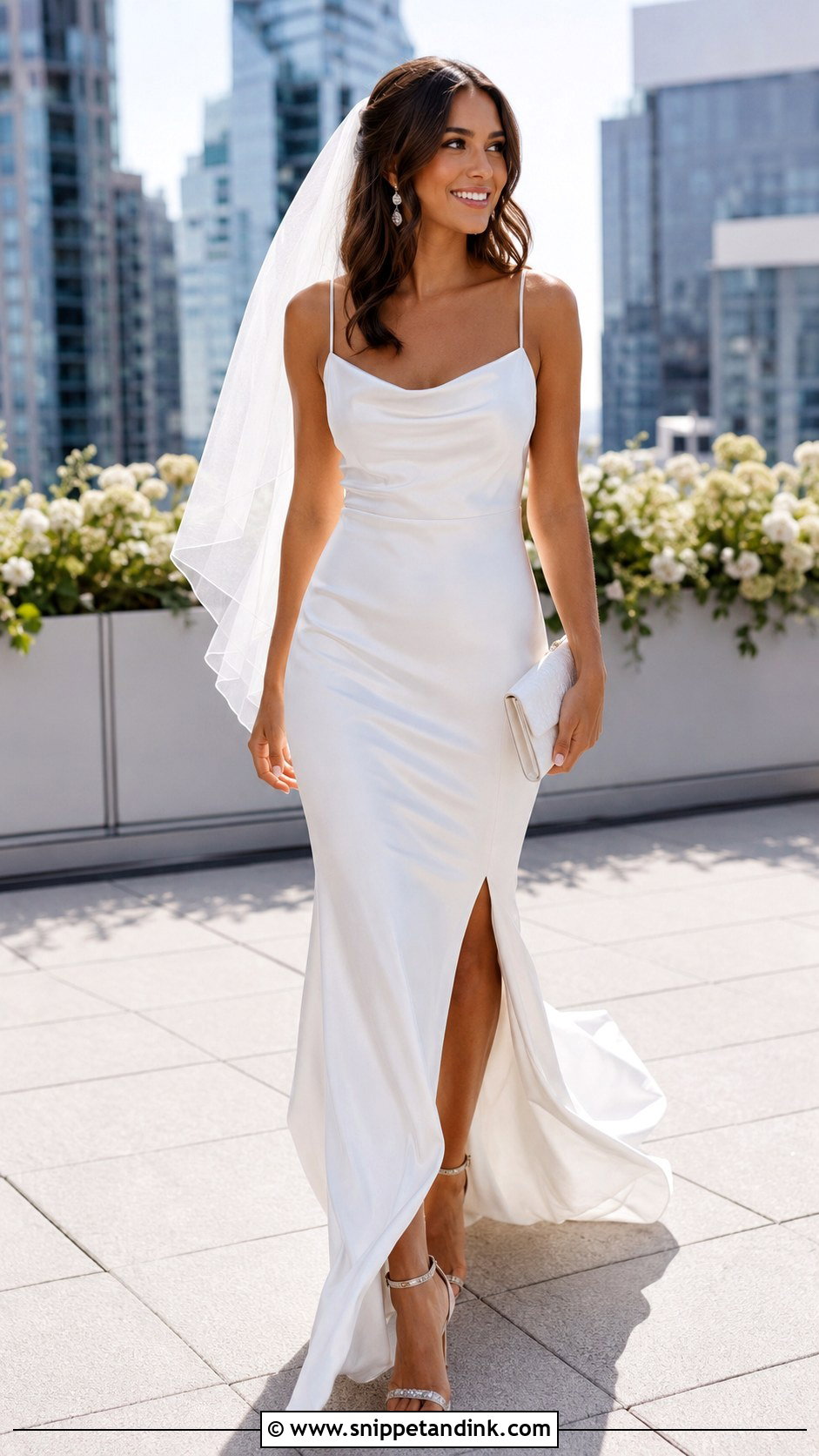 Satin Slip Wedding Dress With Side Slit - Snippet and Ink - 20 Satin Slip Wedding Dress Ideas