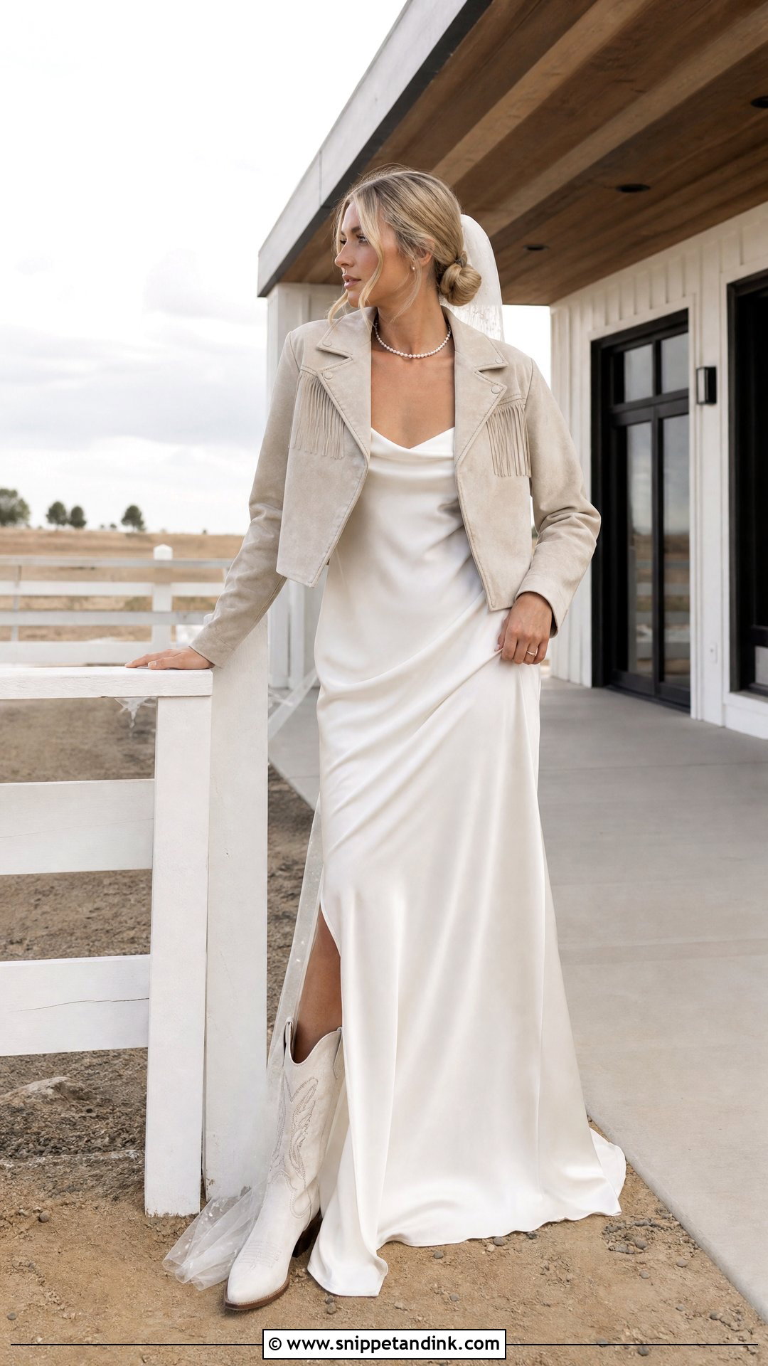 Satin Slip Western Wedding Dress - Snippet and Ink - 20 Western Wedding Dress Ideas