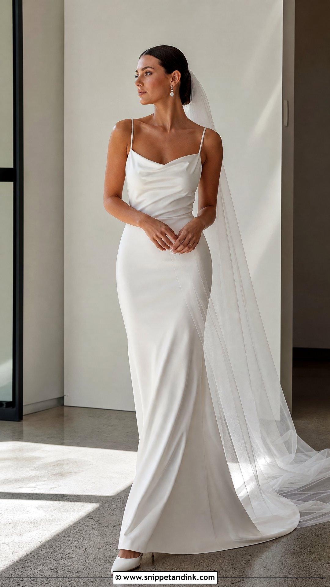 Satin Spaghetti Strap Slip Wedding Dress - Snippet and Ink - 20 Strap Wedding Dress Ideas