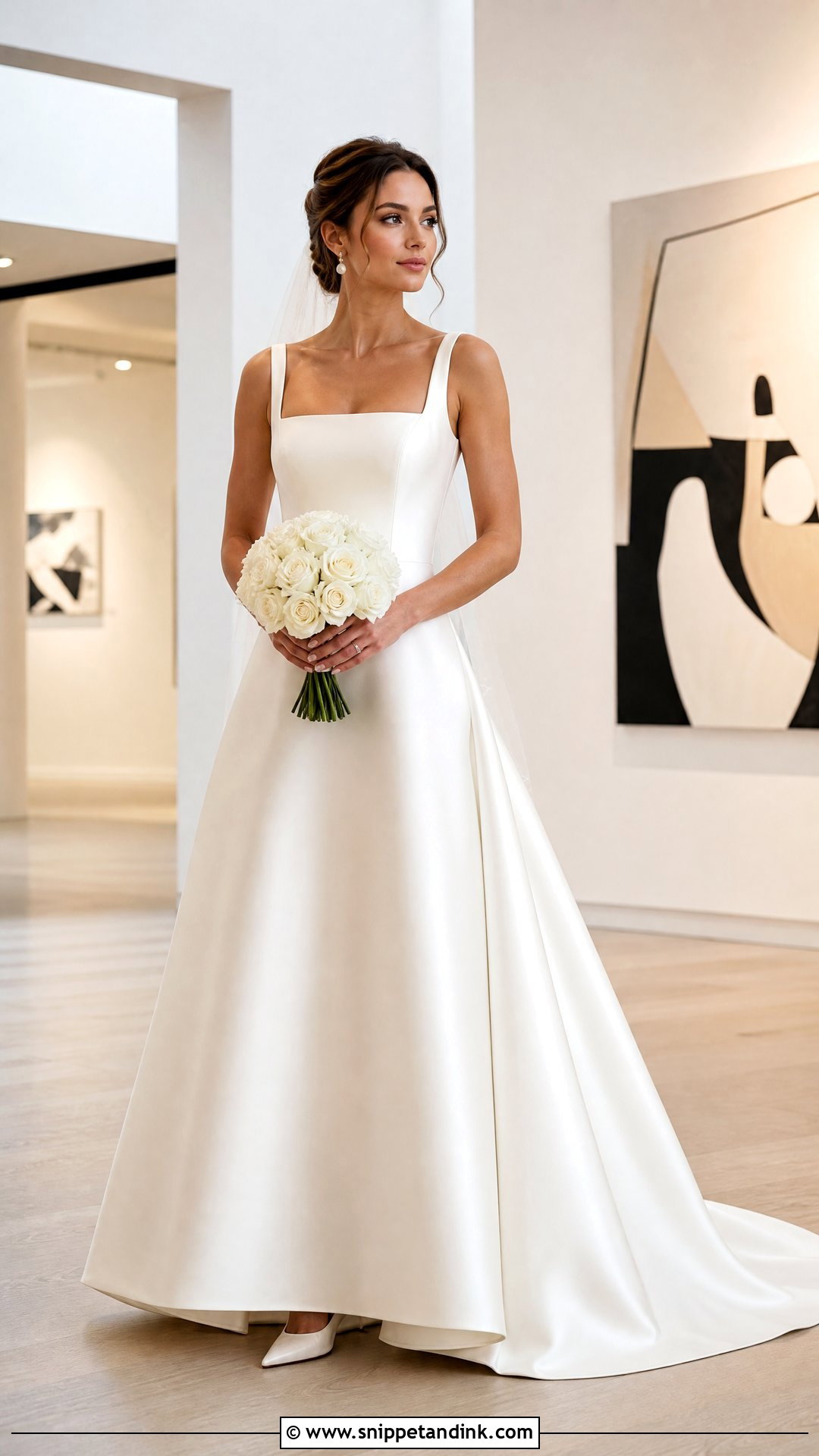 Satin Square Neck A Line Wedding Dress - Snippet and Ink - 25 Aline Wedding Dresses