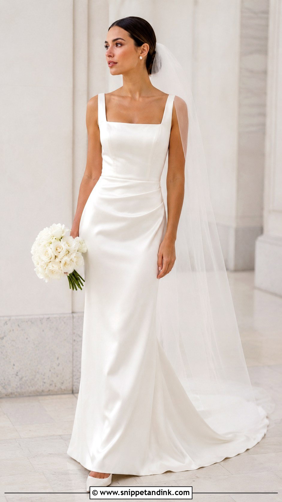 Satin Square Neck Bride Dress - Snippet and Ink - 25 Satin Bride Dress Ideas