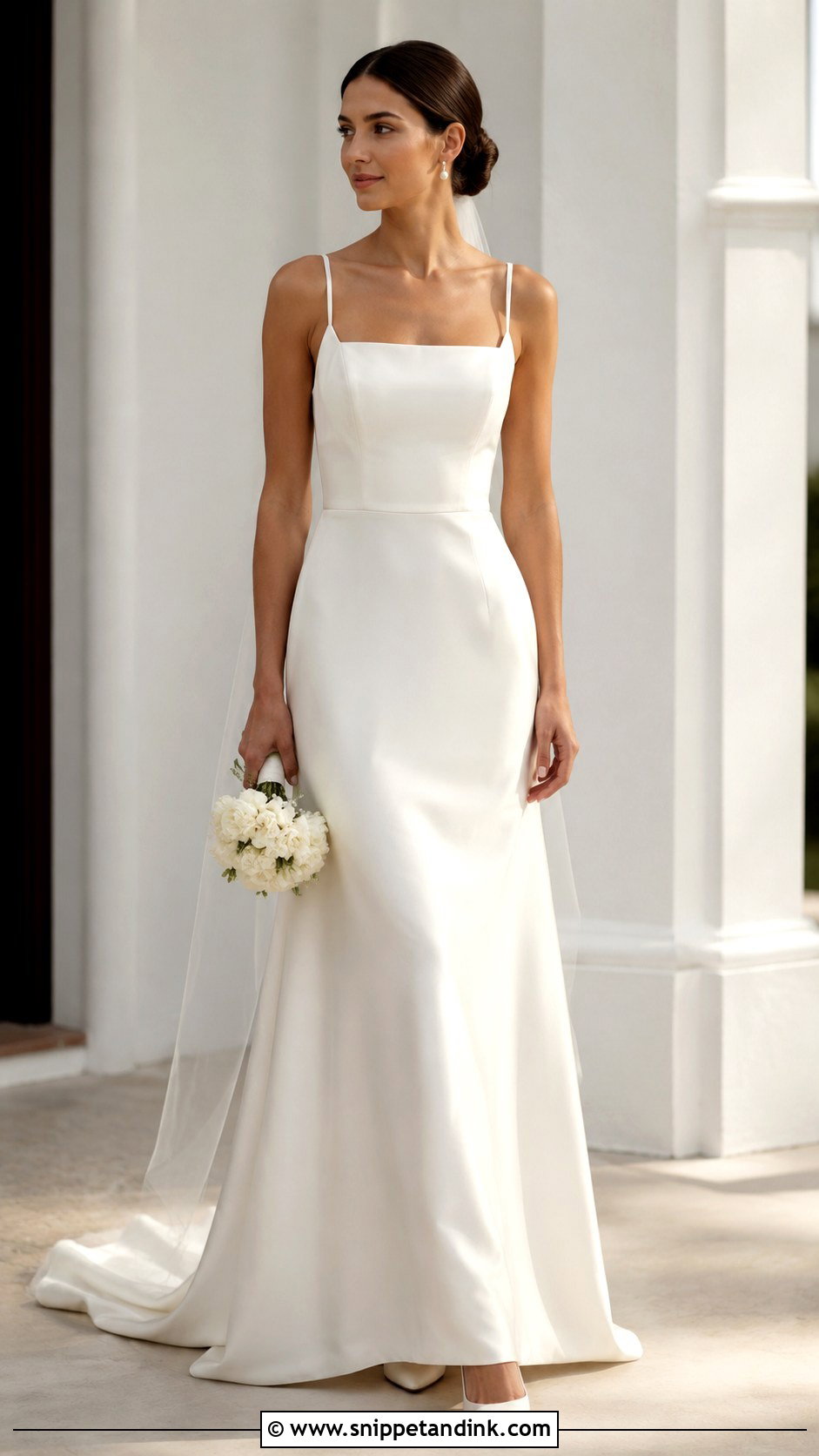 Satin Square Neck Wedding Dress - Snippet and Ink - 30 Satin Wedding Ideas