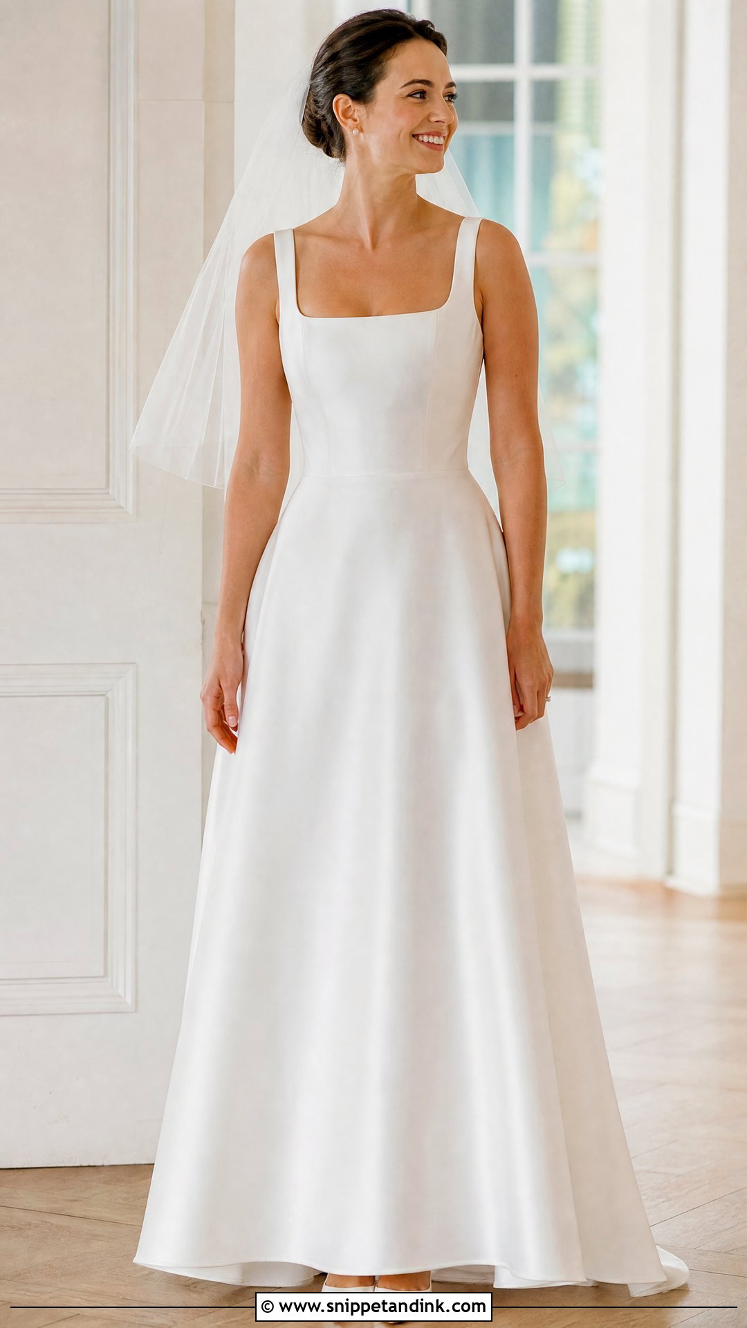 Satin Square Neck Wedding Dress - Snippet and Ink - 25 Silky Wedding Dress Ideas