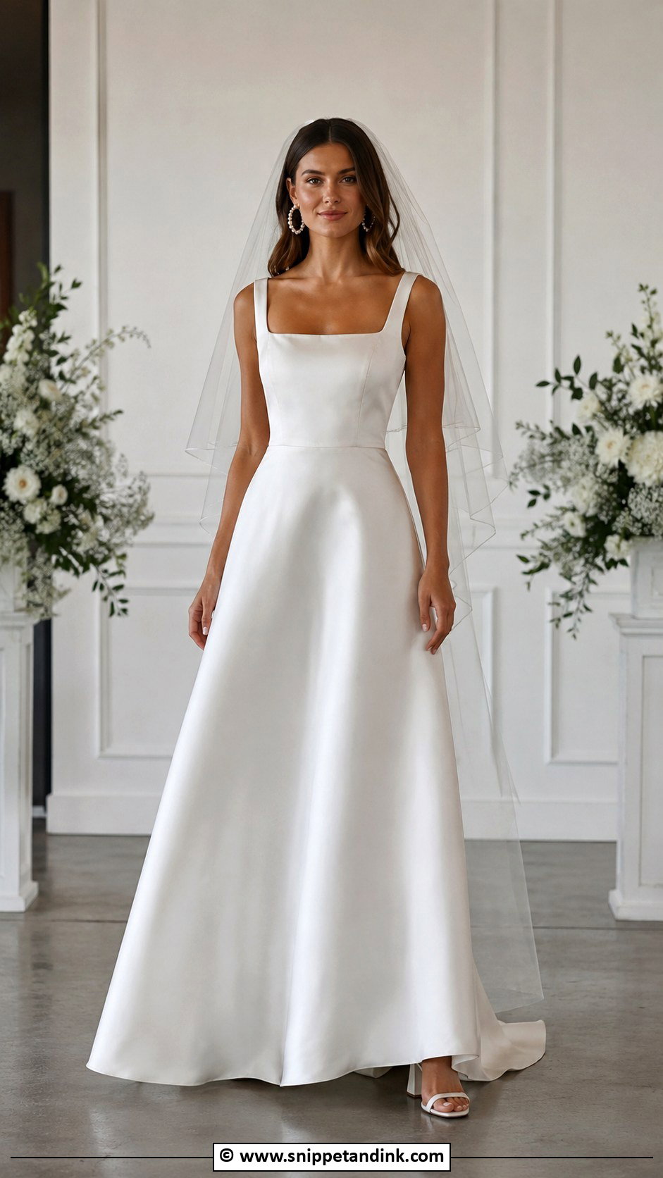 Satin Square Neck Wedding Dress - Snippet and Ink - 35 Satin Wedding Dress Ideas