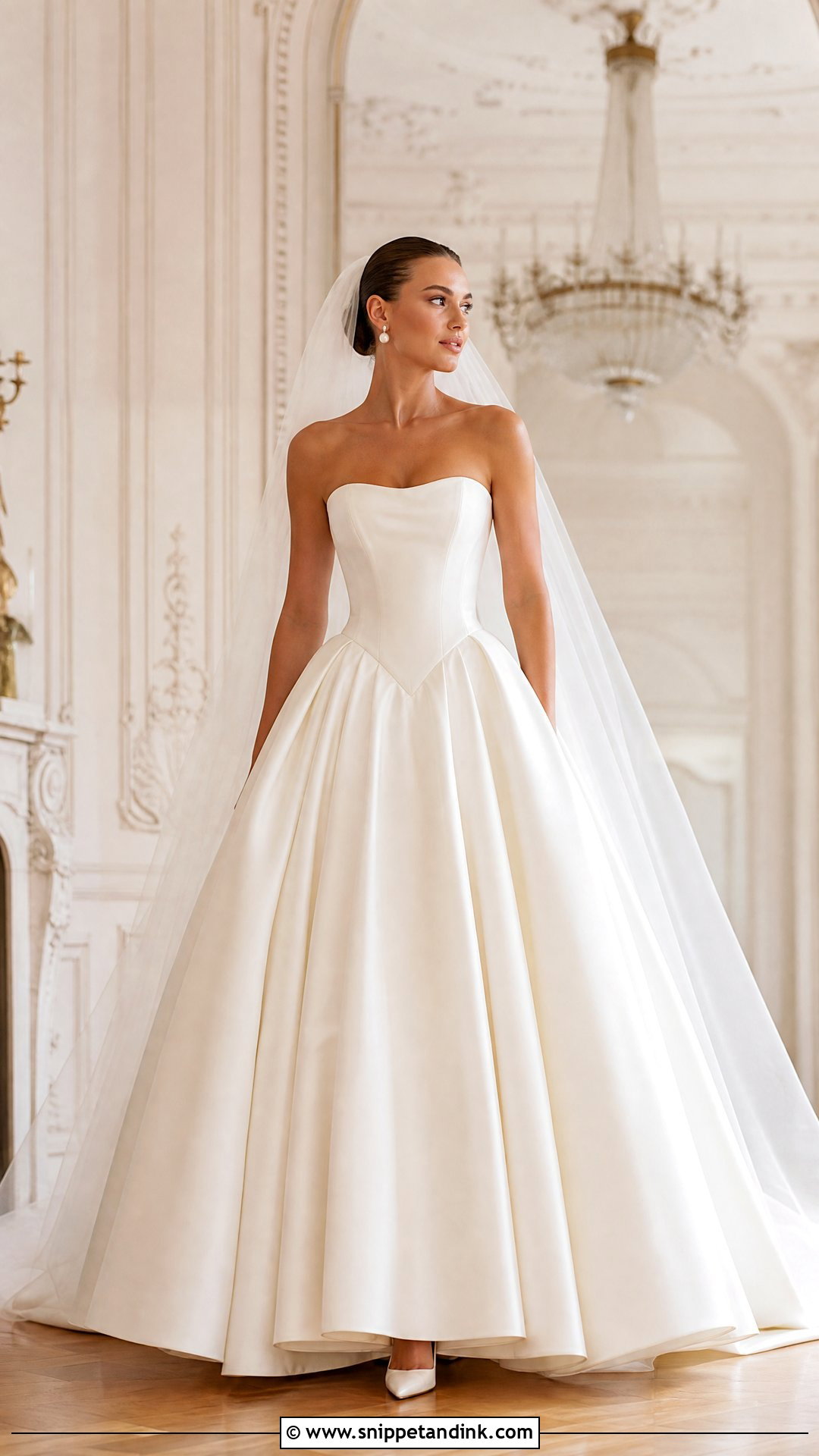 Satin Strapless Basque Waist Wedding Dress - Snippet and Ink - 20 Strapless Basque Waist Wedding Dress Ideas