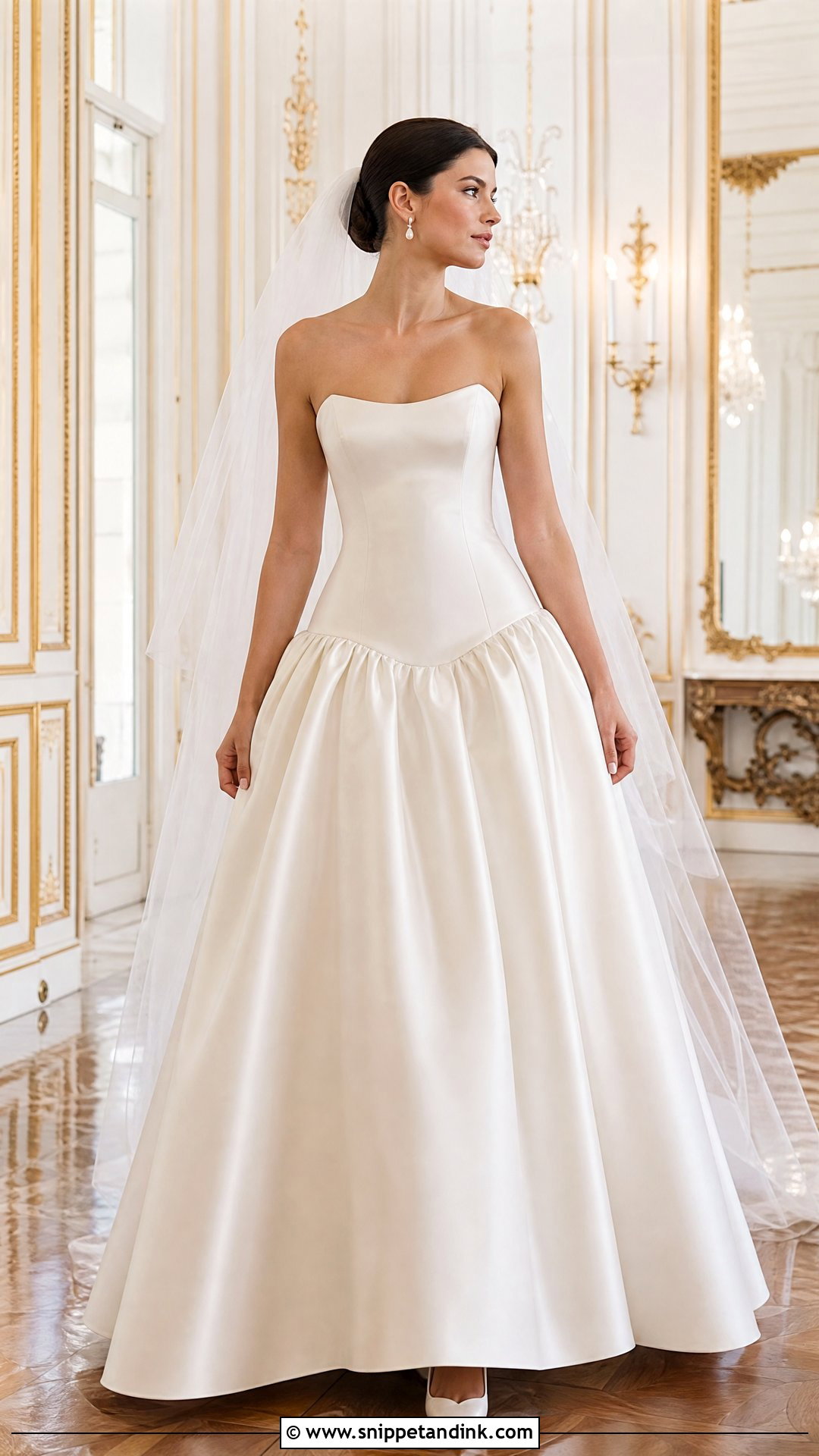 Satin Strapless Drop Waist Wedding Dress - Snippet and Ink - 20 Strapless Drop Waist Wedding Dress Ideas
