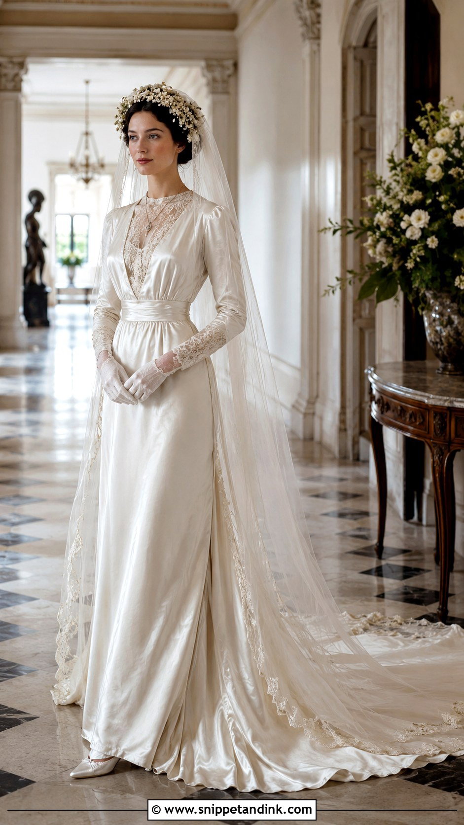 Satin Train 1910s Wedding Dress - Snippet and Ink - 20 1910s Wedding Dress Ideas