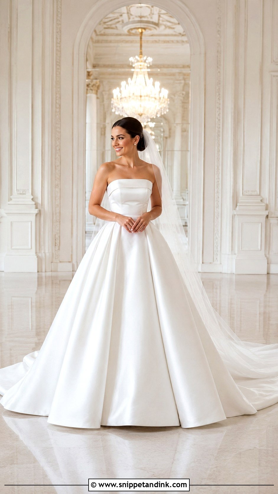 Satin Train Wedding Dress - Snippet and Ink - 25 Bridal Train Styles