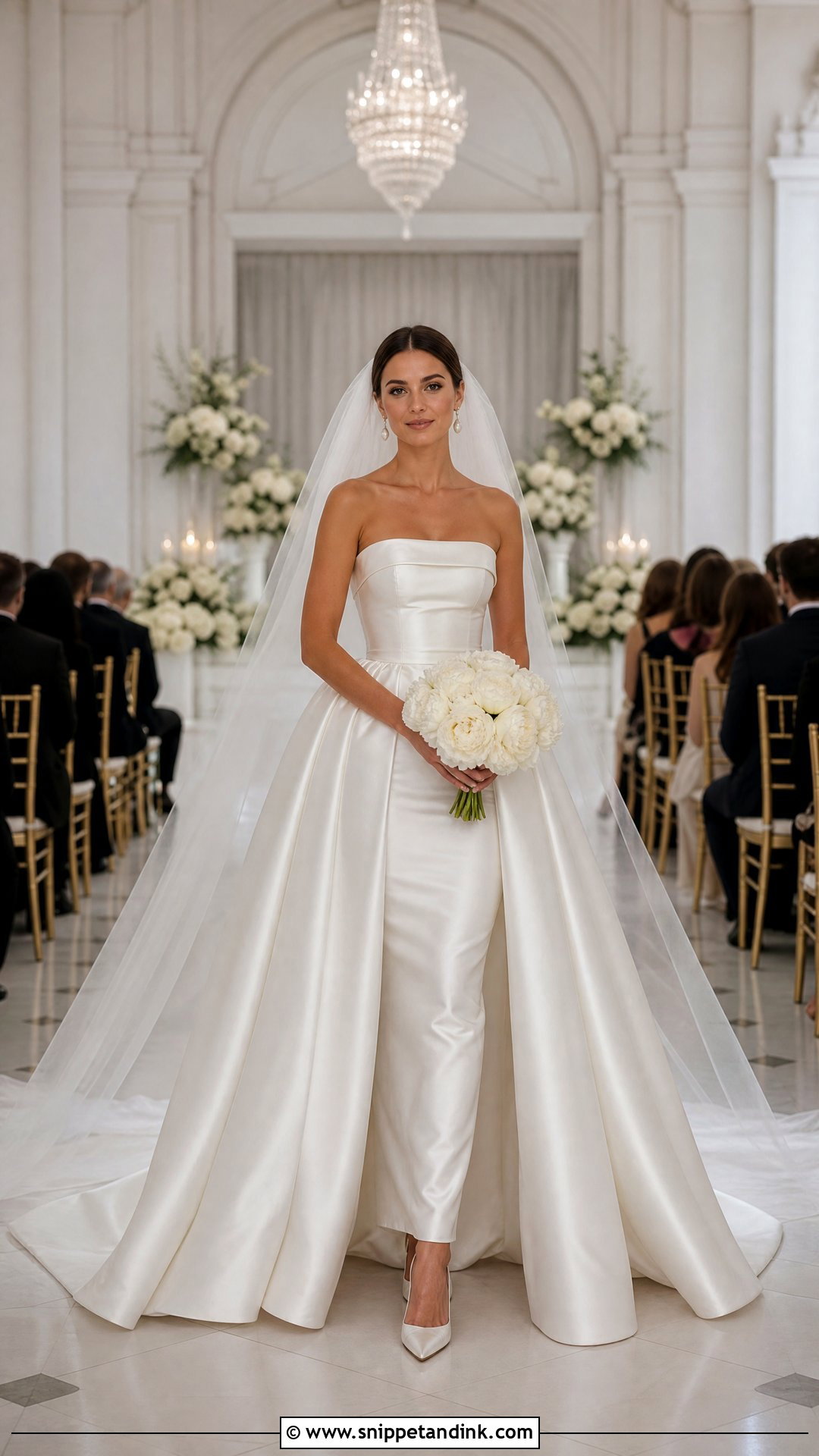 Satin Trumpet Wedding Dress With Detachable Overskirt - Snippet and Ink - 20 Satin Trumpet Wedding Dress Ideas