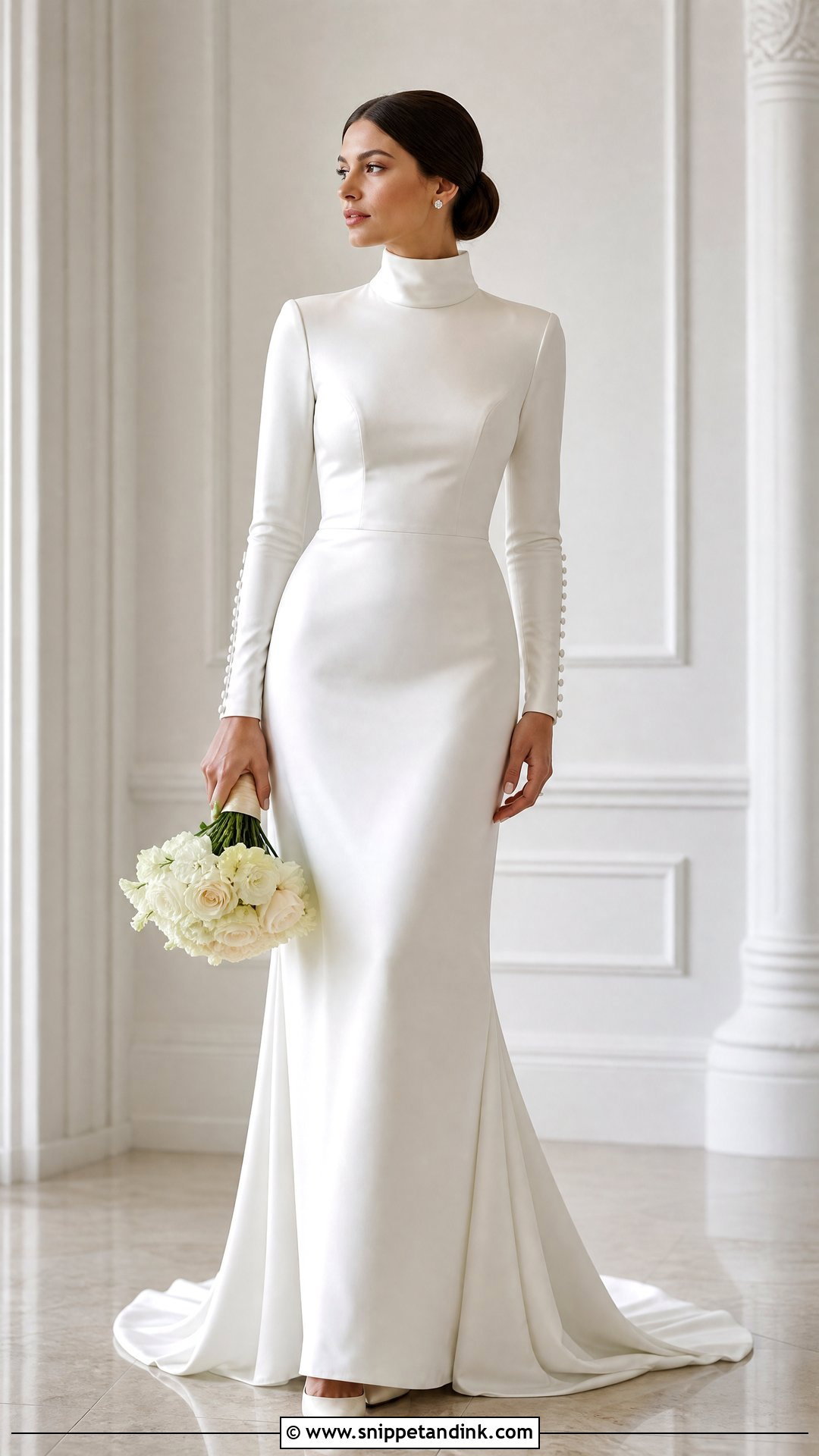 Satin Turtleneck Wedding Dress - Snippet and Ink - 25 Turtleneck Wedding Dress Ideas