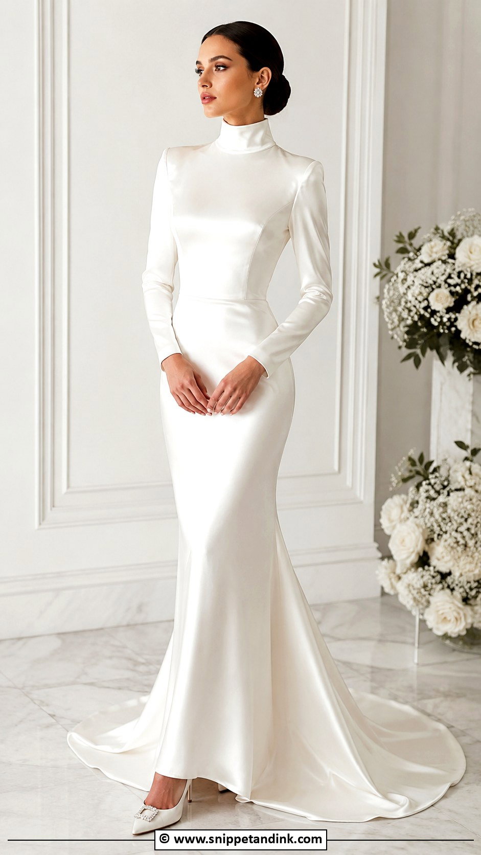 Satin Turtleneck Wedding Dress - Snippet and Ink - 25 Turtle Neck Wedding Dress Ideas
