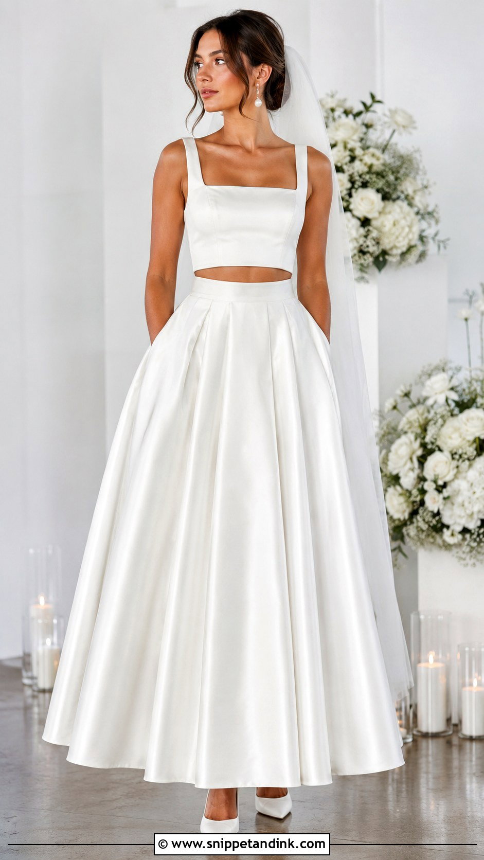 Satin Two Piece Wedding Dress - Snippet and Ink - 30 Satin Wedding Dresses