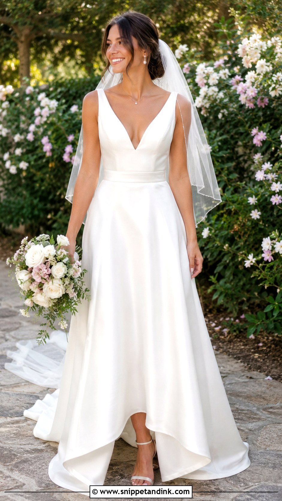 Satin V Neck Bride Dress - Snippet and Ink - 25 Satin Bride Dress Ideas