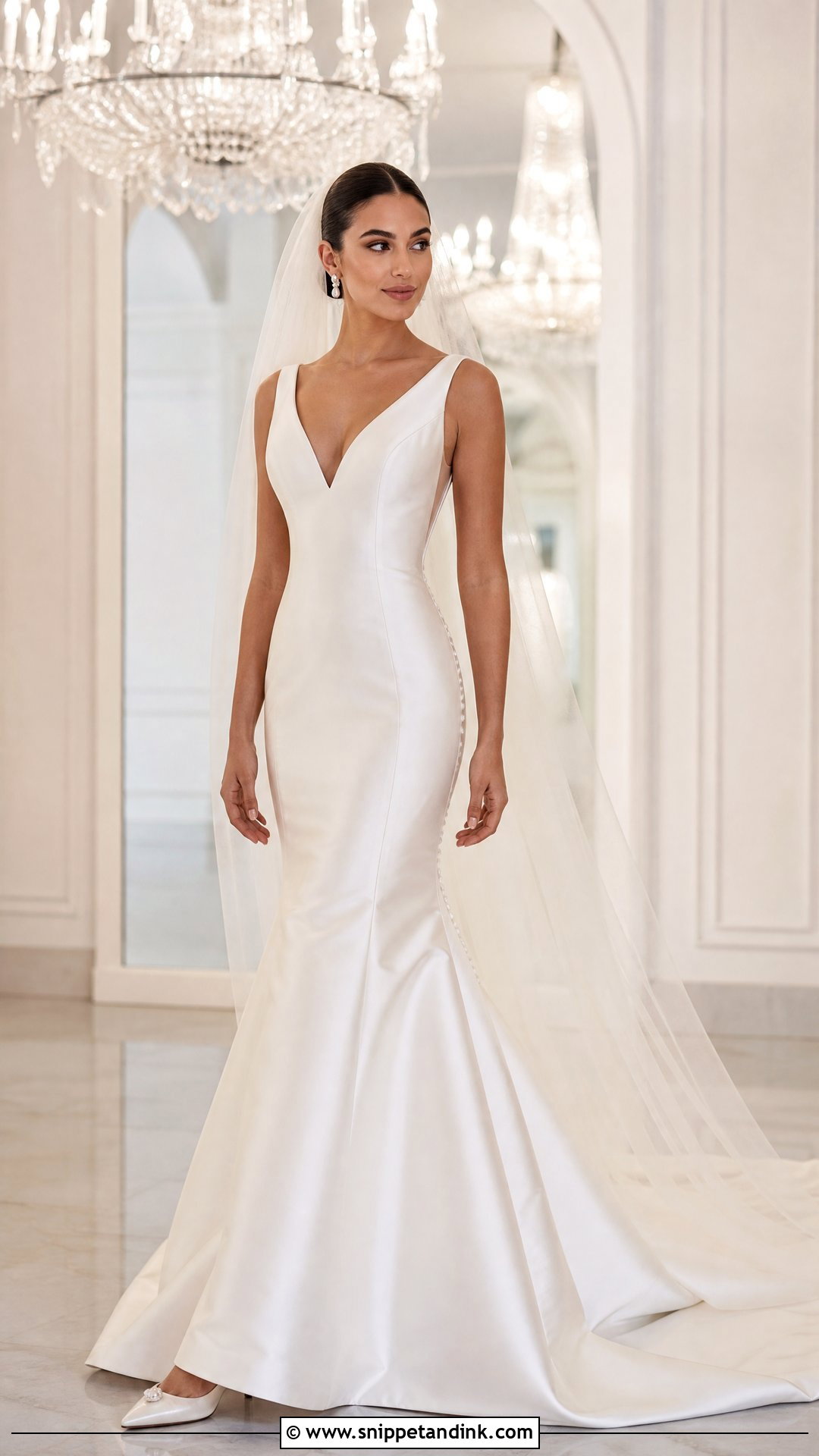 Satin V Neck Mermaid Wedding Dress - Snippet and Ink - 20 V Neck Mermaid Wedding Dress Ideas