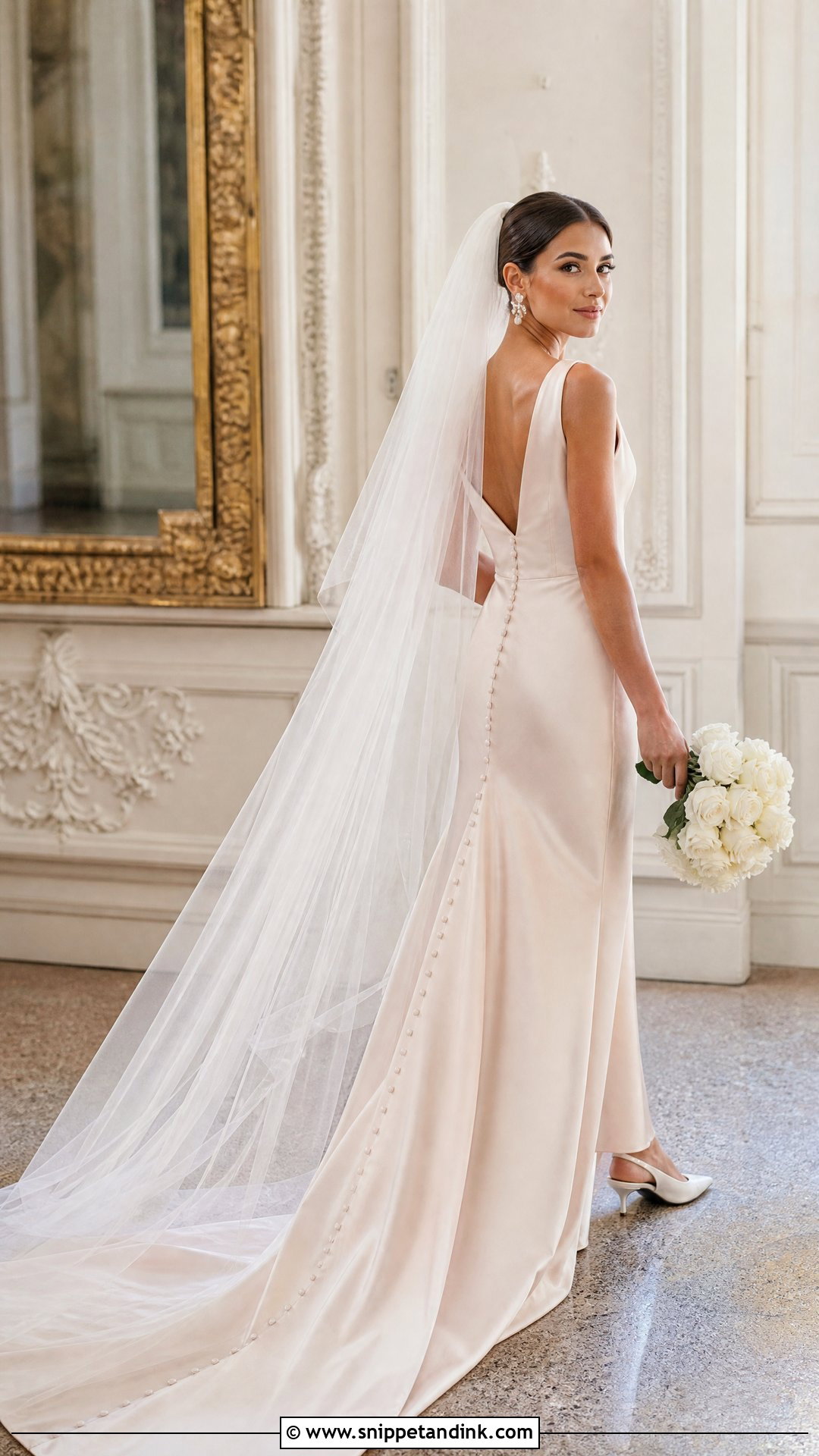 Satin V Neck Penelope Wedding Dress - Snippet and Ink - 20 Penelope Wedding Dress Ideas