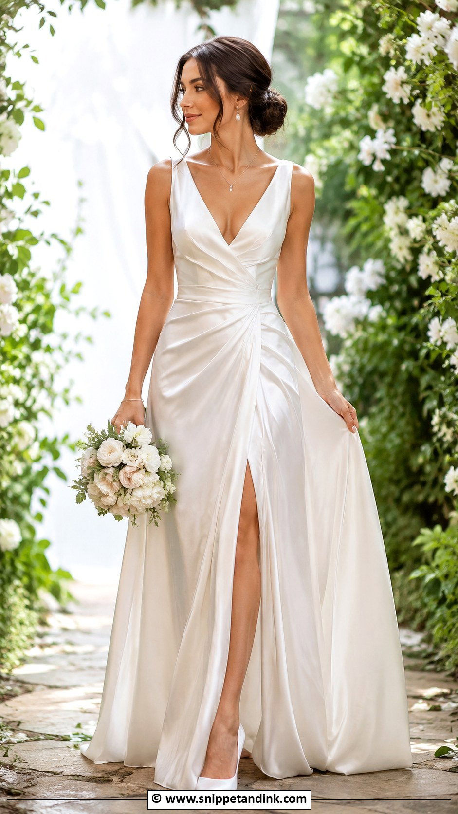 Satin V Neck Wedding Dress - Snippet and Ink - 35 Satin Wedding Dress Ideas