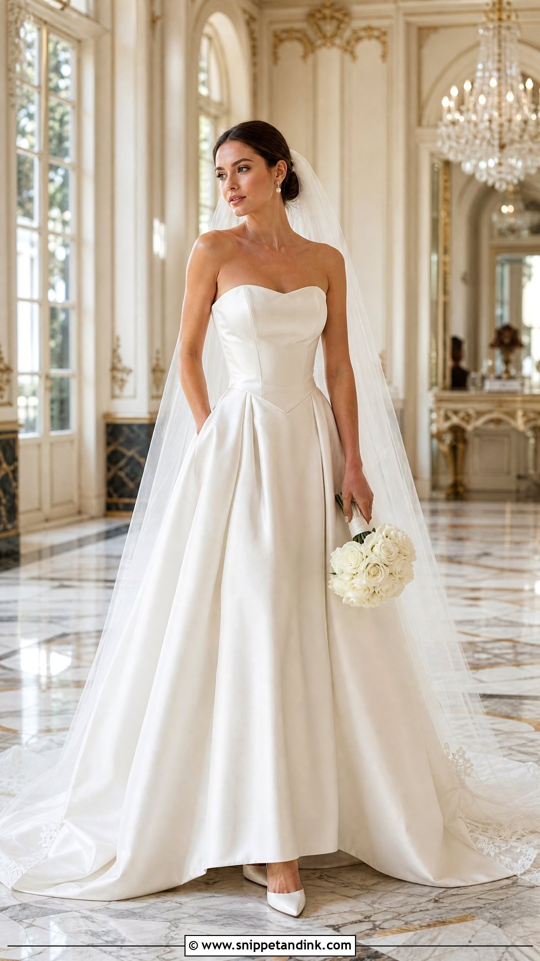 Satin V Waist Ball Gown Wedding Dress - Snippet and Ink - 25 V Waist Wedding Dress Ideas