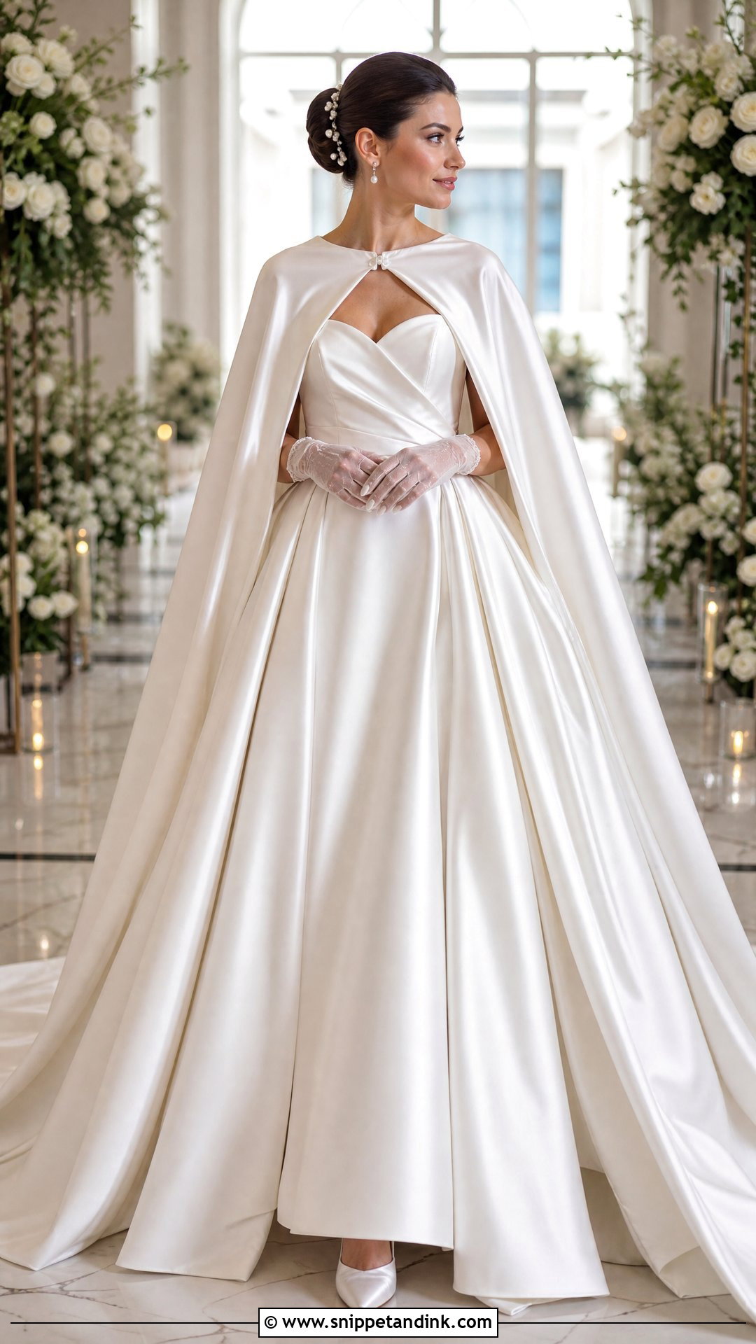 Satin Wedding Cloak With Princess Wedding Dress - Snippet and Ink - 25 Wedding Cloak Ideas