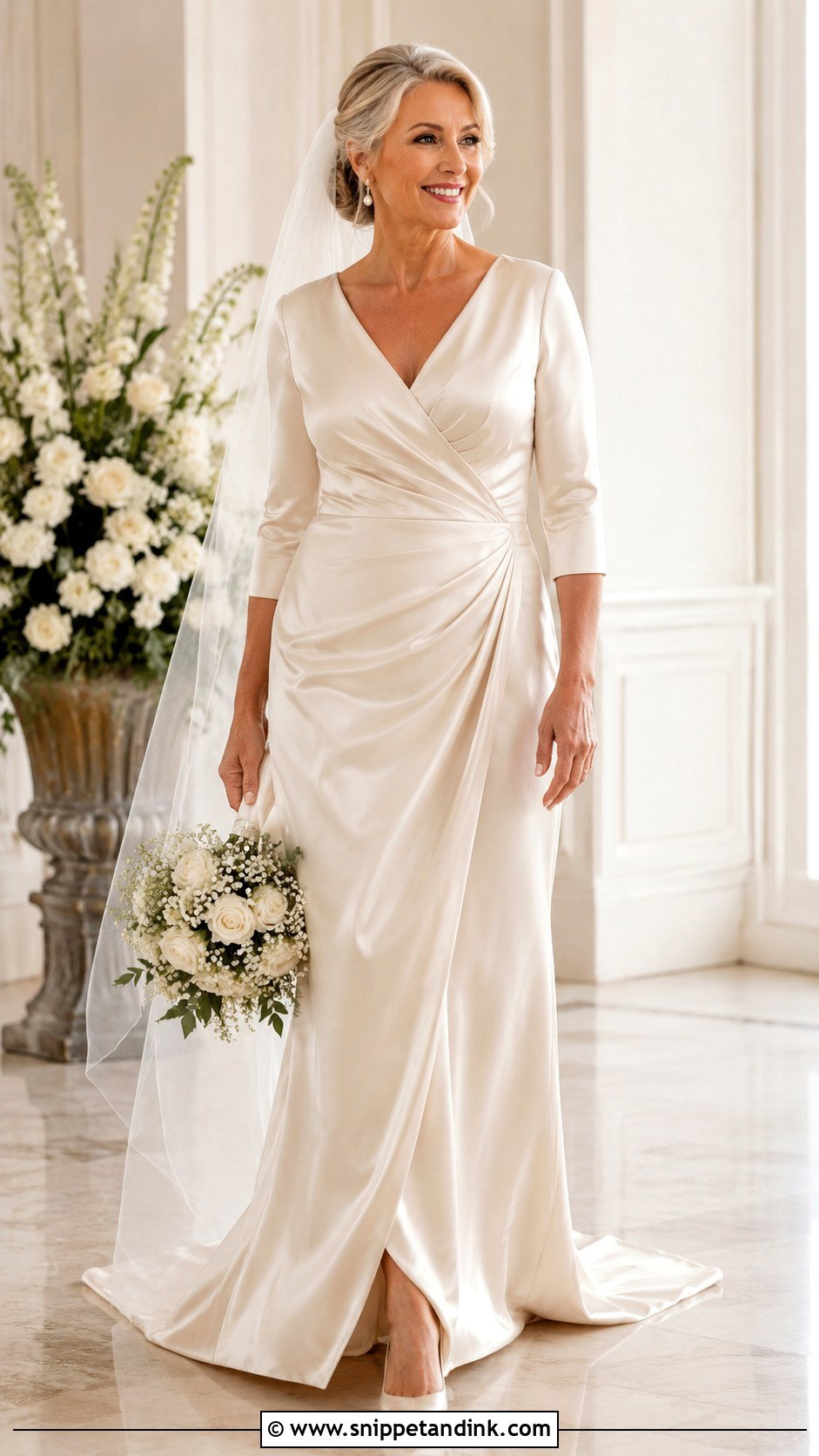 Satin Wedding Dress For Women Over 50 - Snippet and Ink - 25 Over 50 Wedding Dress Ideas