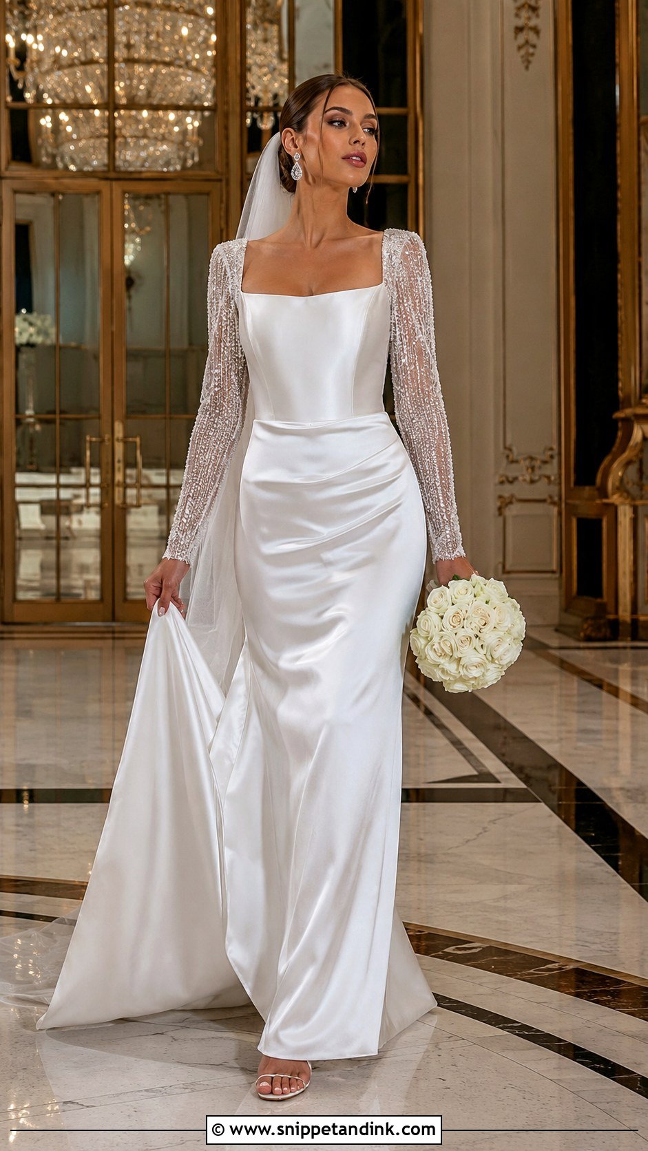 Satin Wedding Dress With Beaded Sleeves - Snippet and Ink - 25 Satin Wedding Dress with Sleeves