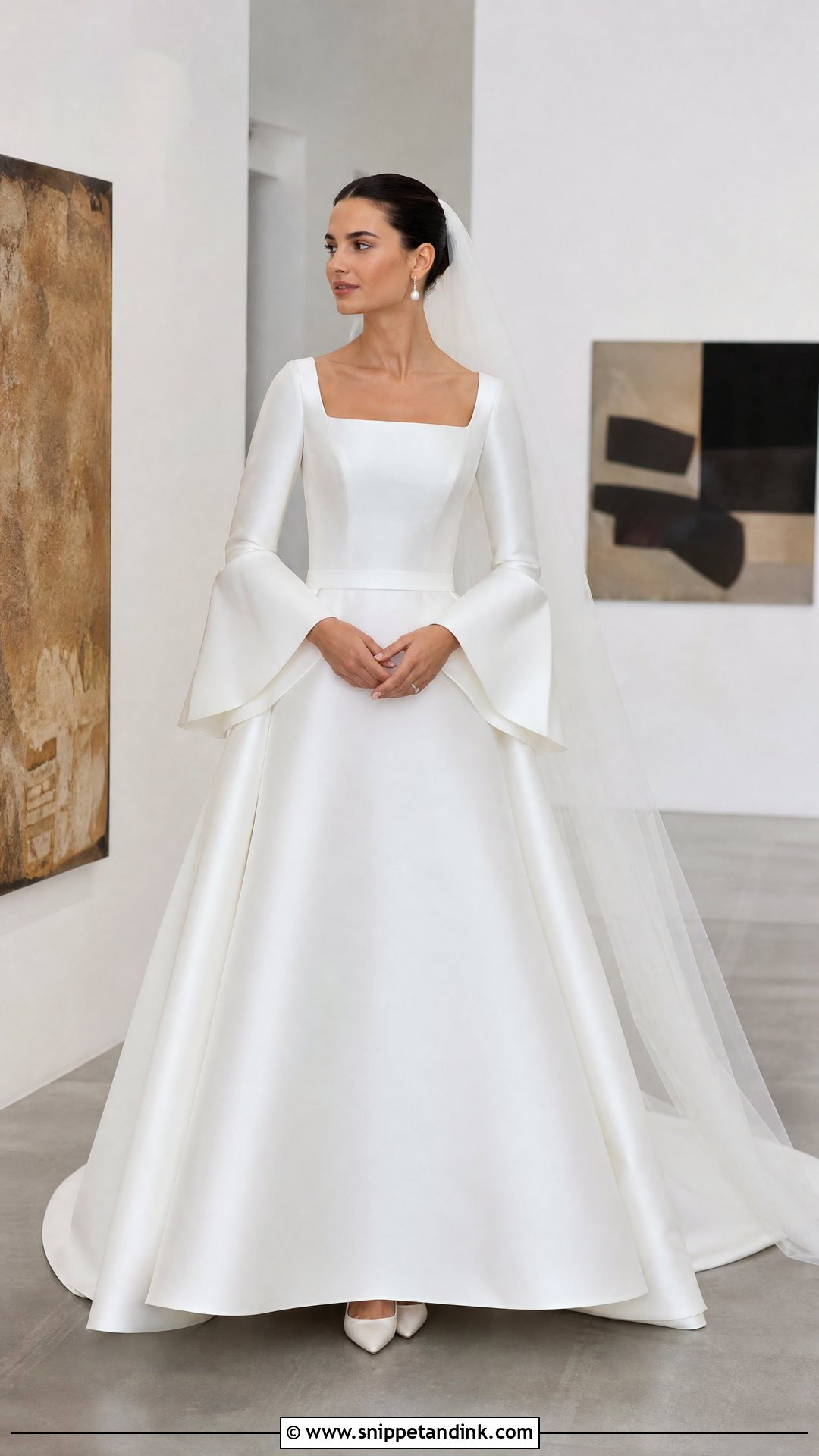 Satin Wedding Dress With Bell Sleeves - Snippet and Ink - 20 Wedding Dress with Bell Sleeves
