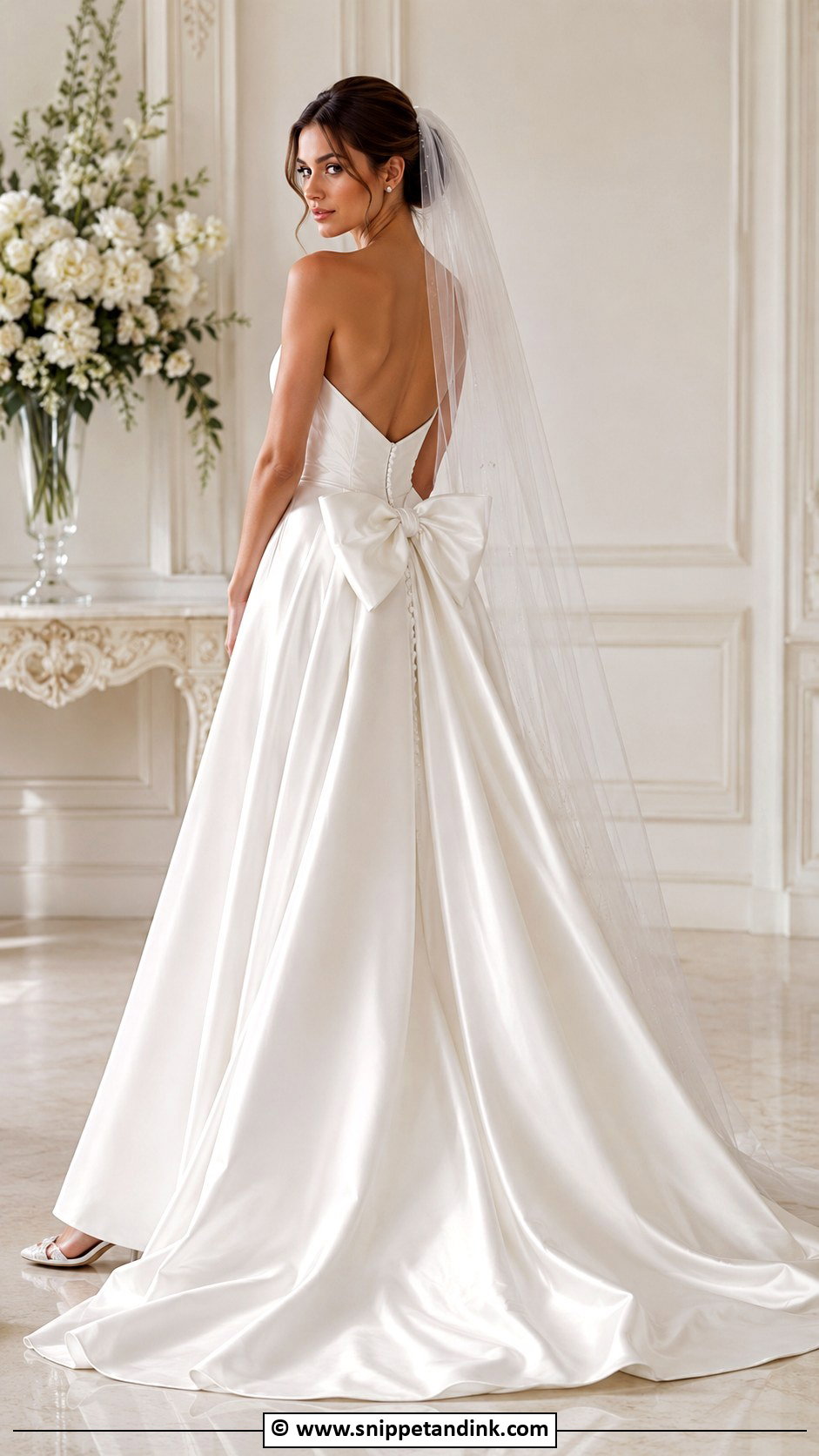 Satin Wedding Dress With Bow - Snippet and Ink - 35 Satin Wedding Dress Ideas