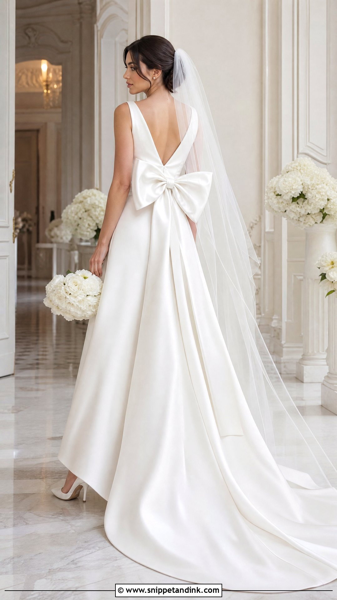 Satin Wedding Dress With Bow - Snippet and Ink - 25 Bridal Satin Dress Style Ideas