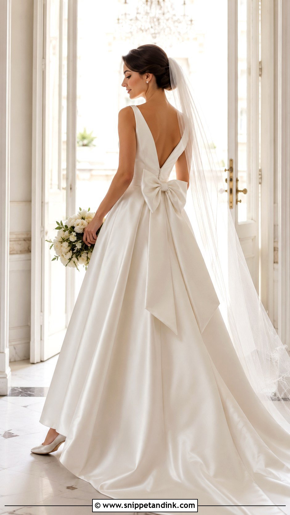 Satin Wedding Dress With Bow - Snippet and Ink - 30 Satin Wedding Dresses