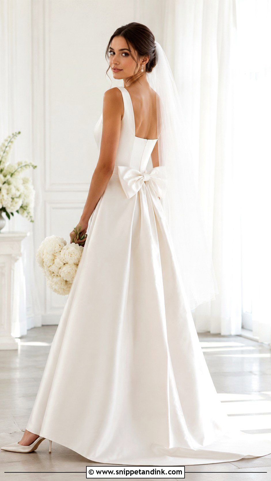 Satin Wedding Dress With Bow - Snippet and Ink - 25 Classic Satin Wedding Dress Ideas