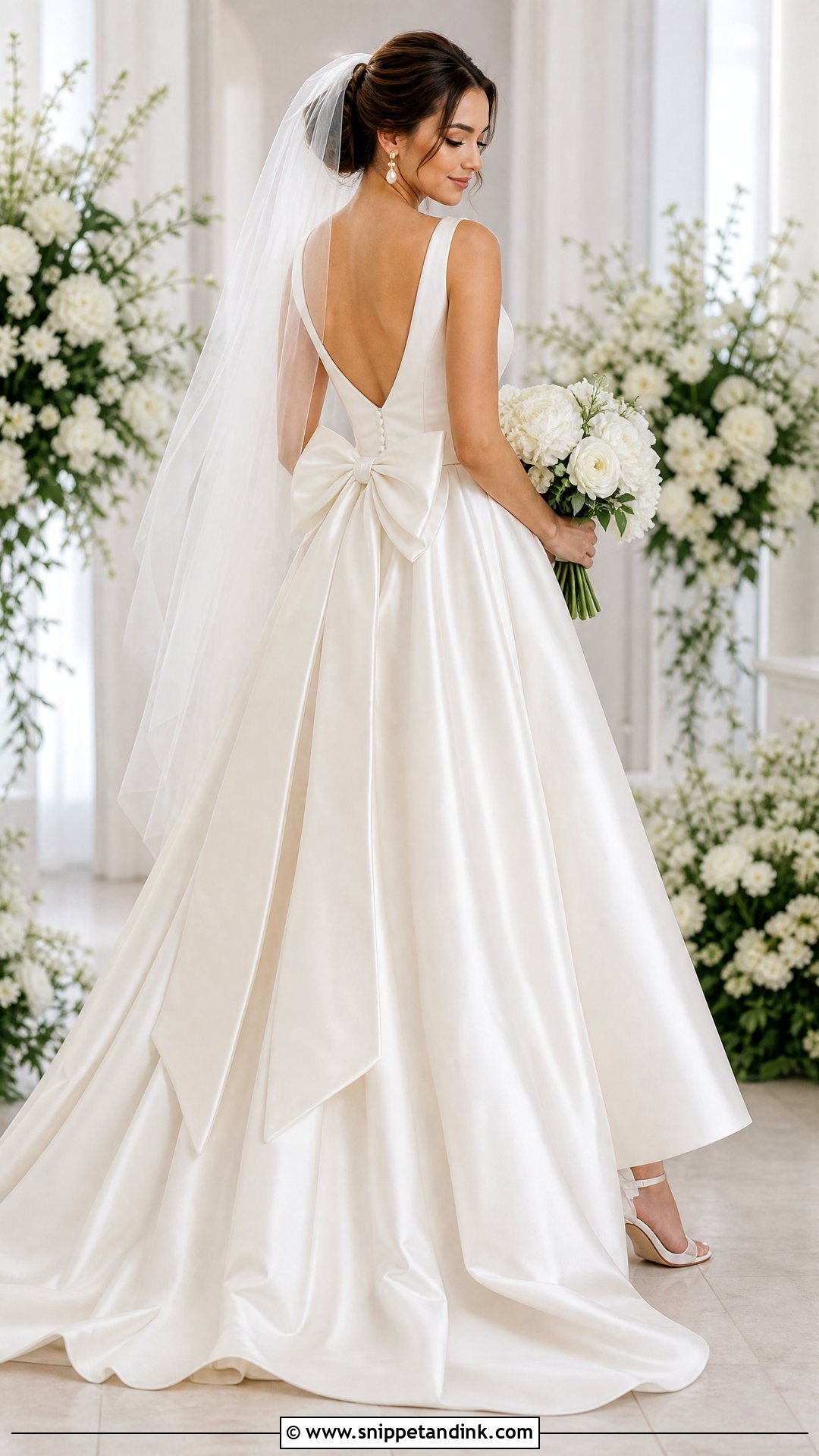 Satin Wedding Dress With Bow - Snippet and Ink - 25 Satin Bridal Gowns