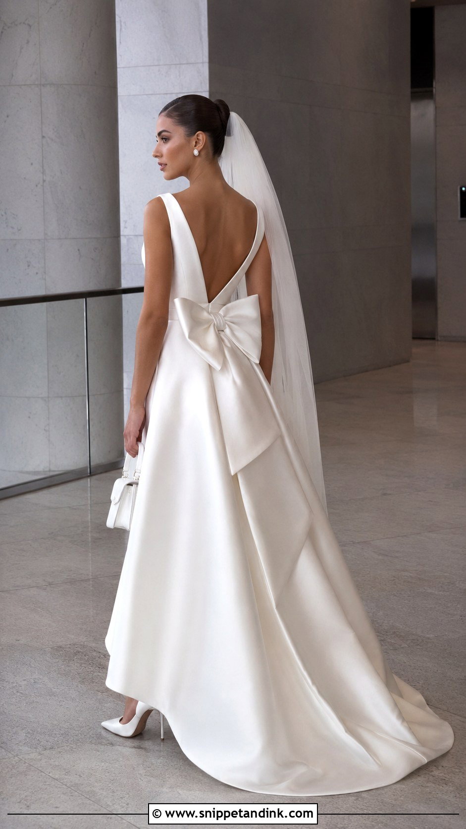 Satin Wedding Dress With Bow - Snippet and Ink - 20 Full Wedding Dresses