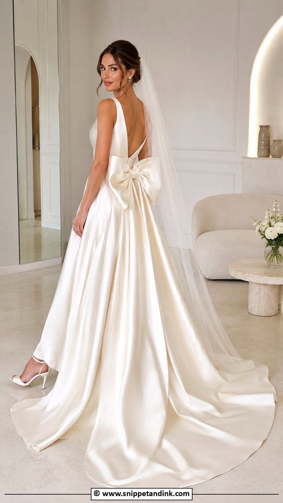 Satin Wedding Dress With Bow - Snippet and Ink - 25 Elegant Satin Wedding Dress Ideas